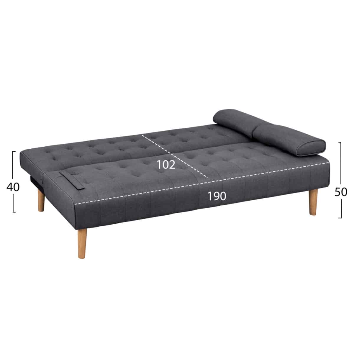 kanapes-krebati-fb9314901-me-gkri-yfasma-2 ΚΑΝΑΠΕΣ ΚΡΕΒΑΤΙ WANDA HM3149.01 ΜΕ ΓΚΡΙ ΥΦΑΣΜΑ ΚΑΙ 2 ΠΛΑΙΝΑ ΜΑΞΙΛΑΡΙΑ 190X84X83Y εκ. - Image 3