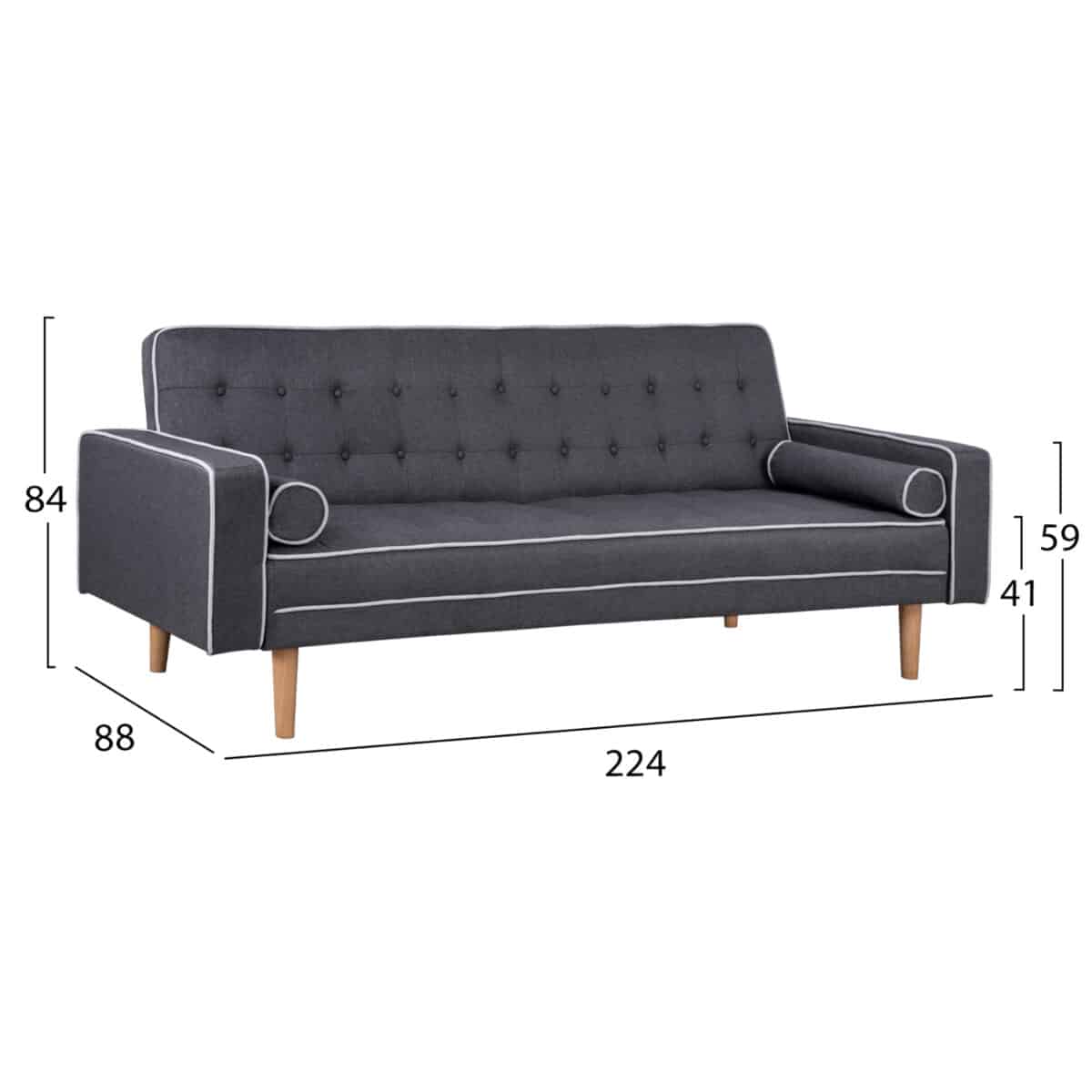 kanapes-krebati-fb9315001-gkri-me-2-plai-7 ΚΑΝΑΠΕΣ ΚΡΕΒΑΤΙ SALVADOR HM3150.01 ΓΚΡΙ ΜΕ 2 ΠΛΑΙΝΑ ΜΑΞΙΛΑΡΙΑ 222x97x80Y εκ. - Image 2