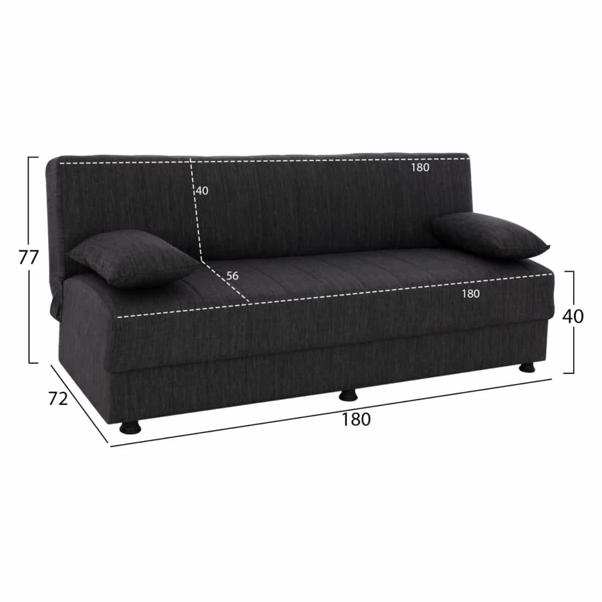 ΚΑΝΑΠΕΣ ΚΡΕΒΑΤΙ ΤΡΙΘΕΣΙΟΣ ΓΚΡΙ HM3239.03 180x72x77 εκ. - Image 2