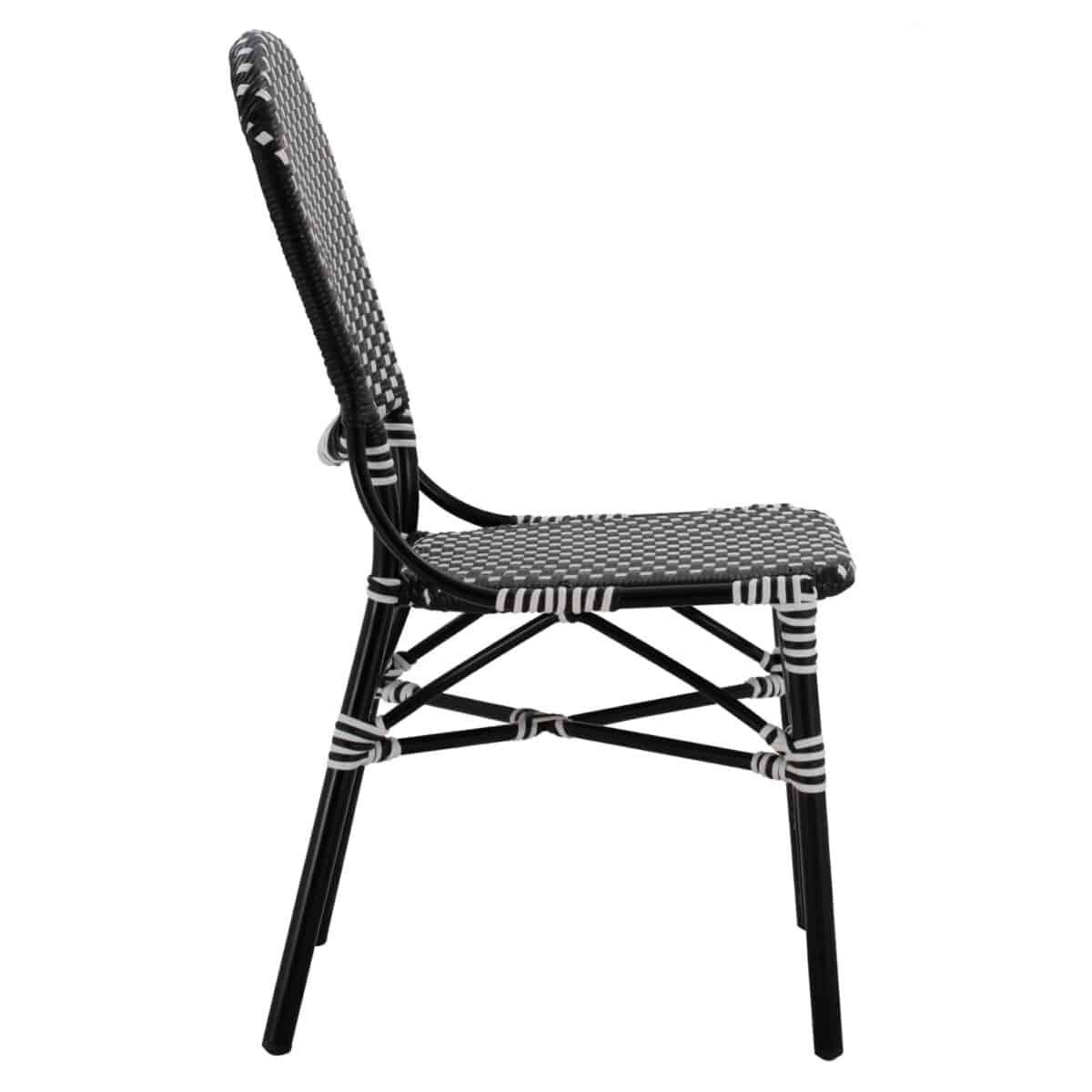 ΚΑΡΕΚΛΑ ΑΛΟΥΜΙΝΙΟΥ BAMBOO LOOK ΜΕ WICKER ΜΑΥΡΟ ΛΕΥΚΟ HM5792.02 46x60x96 εκ. - Image 4