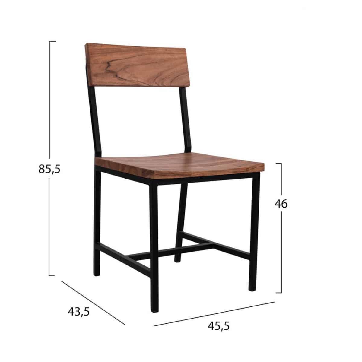 ΚΑΡΕΚΛΑ ΑΠΟ ΜΕΤΑΛΛΟ ΚΑΙ ΜΑΣΙΦ ΞΥΛΟ ΑΚΑΚΙΑΣ ΦΥΣΙΚΟ 45,5x43,5x85,5Υεκ.HM8179.11 - Image 2