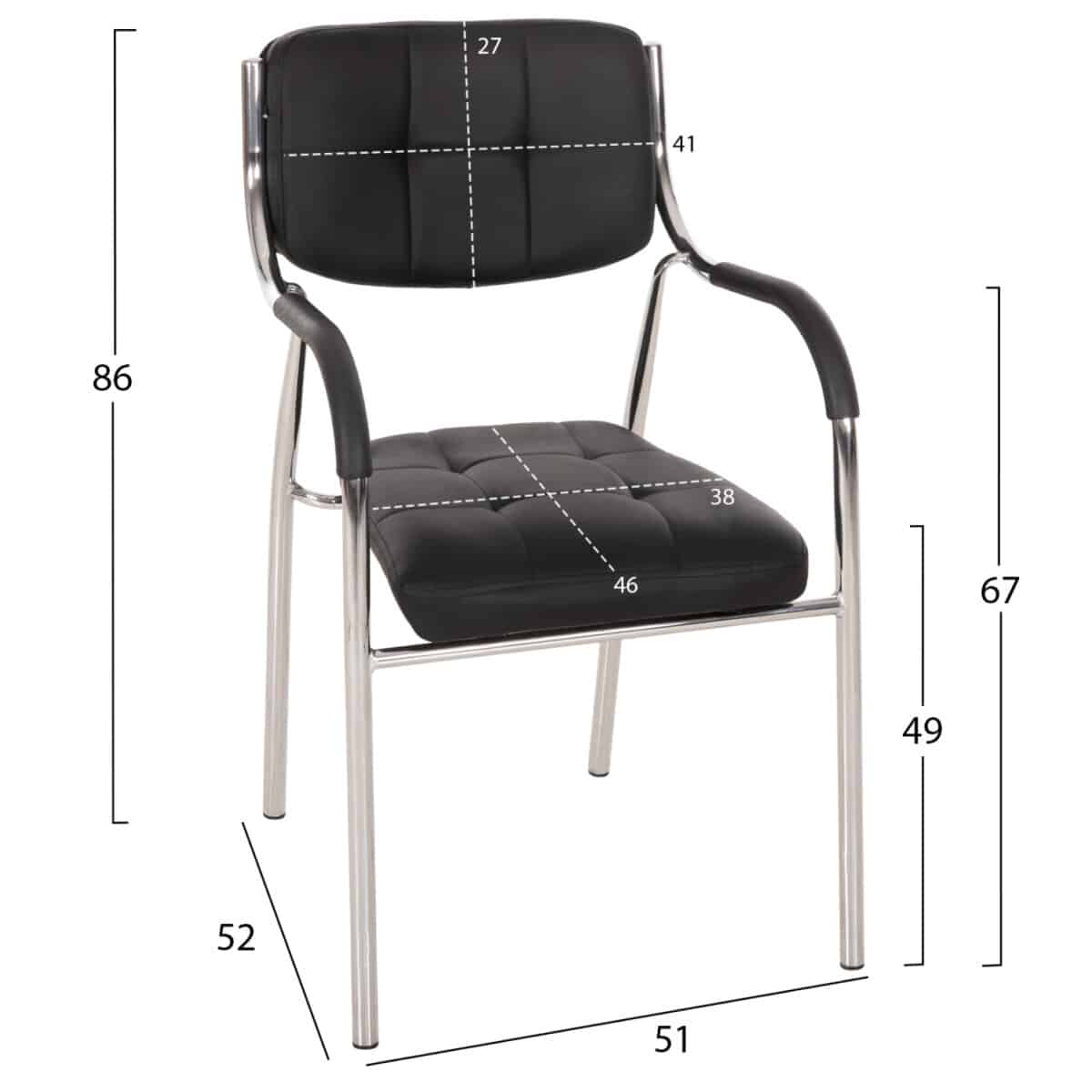 ΚΑΡΕΚΛΑ ΕΠΙΣΚΕΠΤΟΥ OBERON HM1018.01 ΜΑΥΡΟ PU 51x52x86Υ εκ. - Image 2