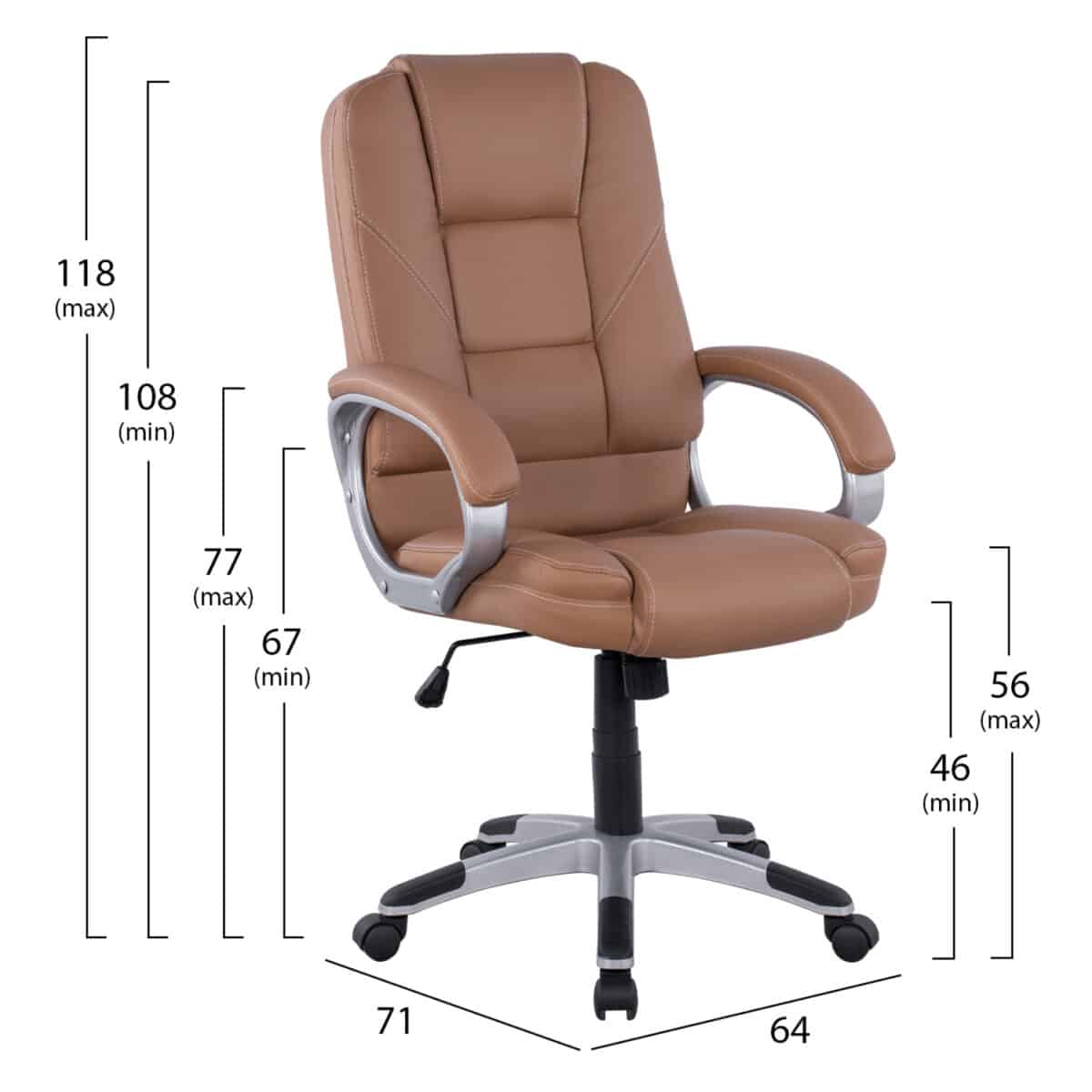 karekla-grafeioy-dieythyntiki-fb9109109-3 ΚΑΡΕΚΛΑ ΓΡΑΦΕΙΟΥ JAYA HM1091.09 CAMEL 64Χ71Χ118 ΕΚ - Image 2