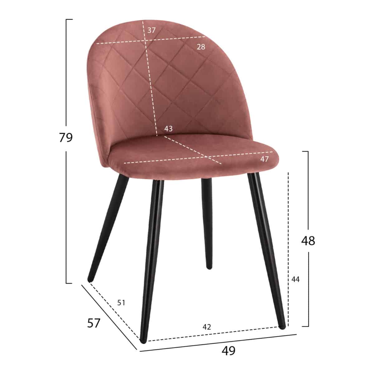 ΚΑΡΕΚΛΑ ODED ΜΕ ΜΕΤΑΛΛΙΚΑ ΜΑΥΡΑ ΠΟΔΙΑ & ΒΕΛΟΥΔΟ ΣΑΠΙΟ ΜΗΛΟ HM8731.12 49x57x79Υ εκ. - Image 2