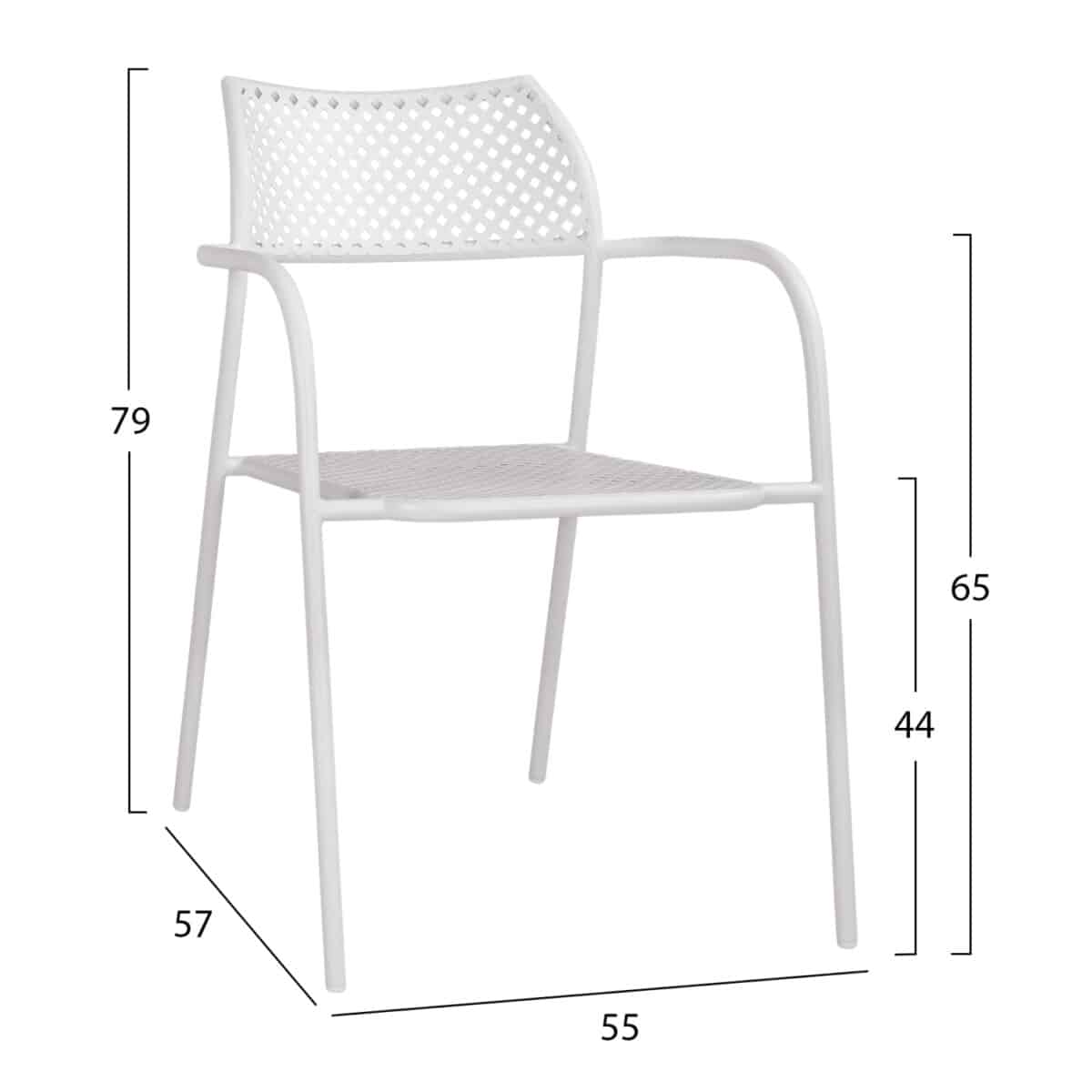 ΚΑΡΕΚΛΑ ΜΕΤΑΛΛΙΚΗ ΛΕΥΚΗ THETIS HM5173.12 55x57x79 cm - Image 2