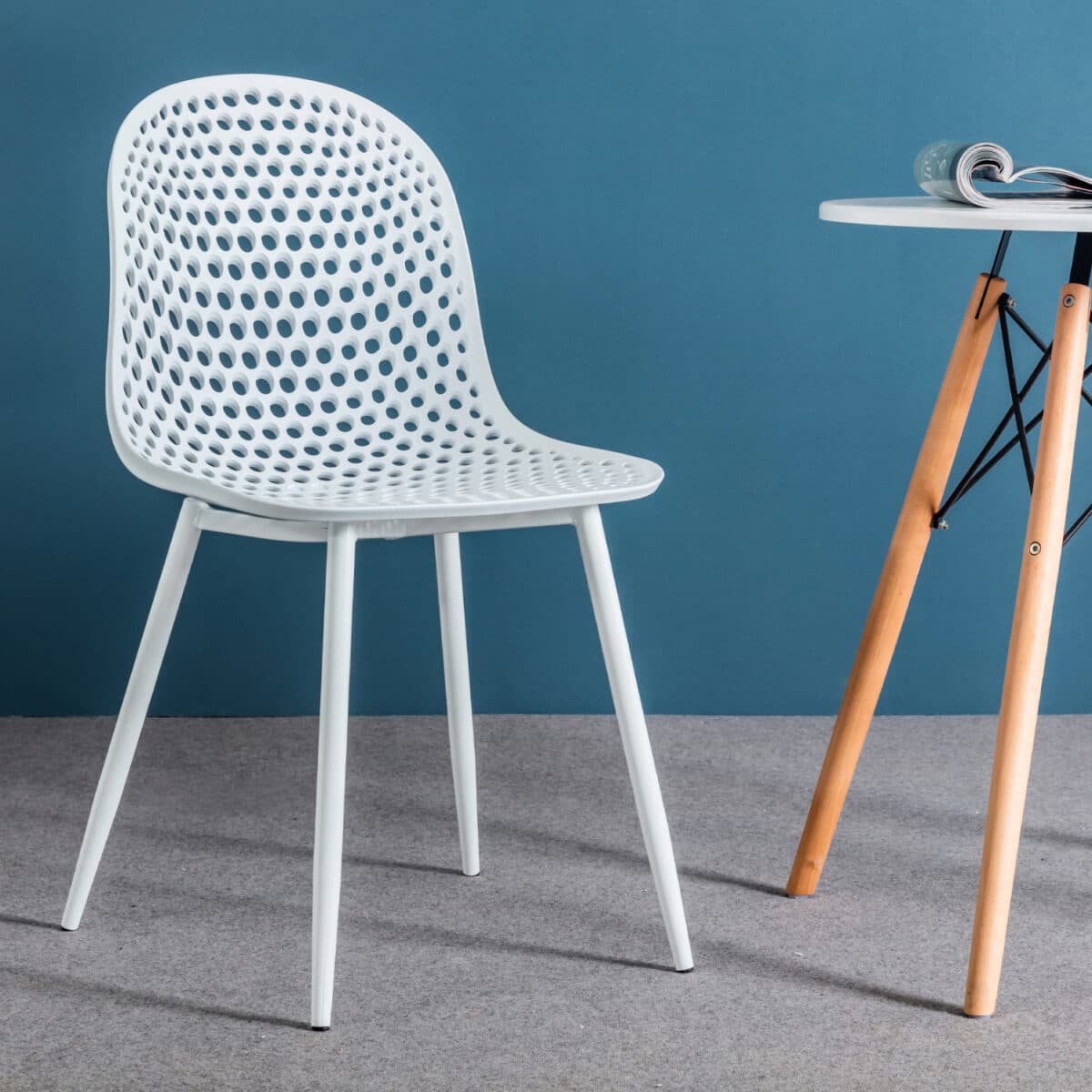 ΚΑΡΕΚΛΑ ΠΟΛΥΠΡΟΠΥΛΕΝΙΟΥ MILANA HM8512.01 ΛΕΥΚΟ ΜΕ ΜΕΤΑΛΛΙΚΑ ΠΟΔΙΑ 45X51X84Υ εκ. - Image 3