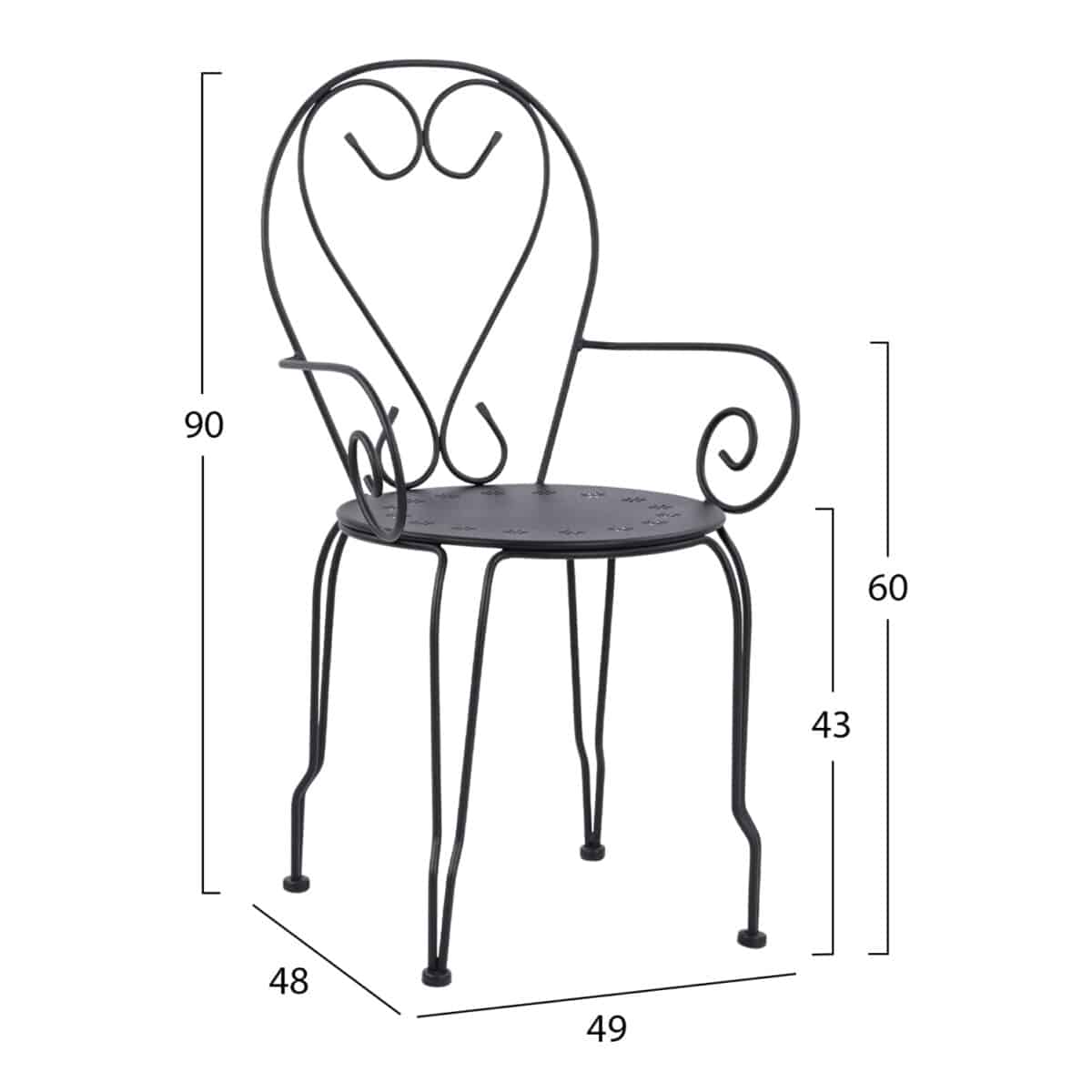 ΚΑΡΕΚΛΑ ΠΟΛΥΘΡΟΝΑ ΜΕΤΑΛΛΙΚΗ AMORE ΜΑΥΡΗ HM5008.11 49x48x90 εκ. - Image 2