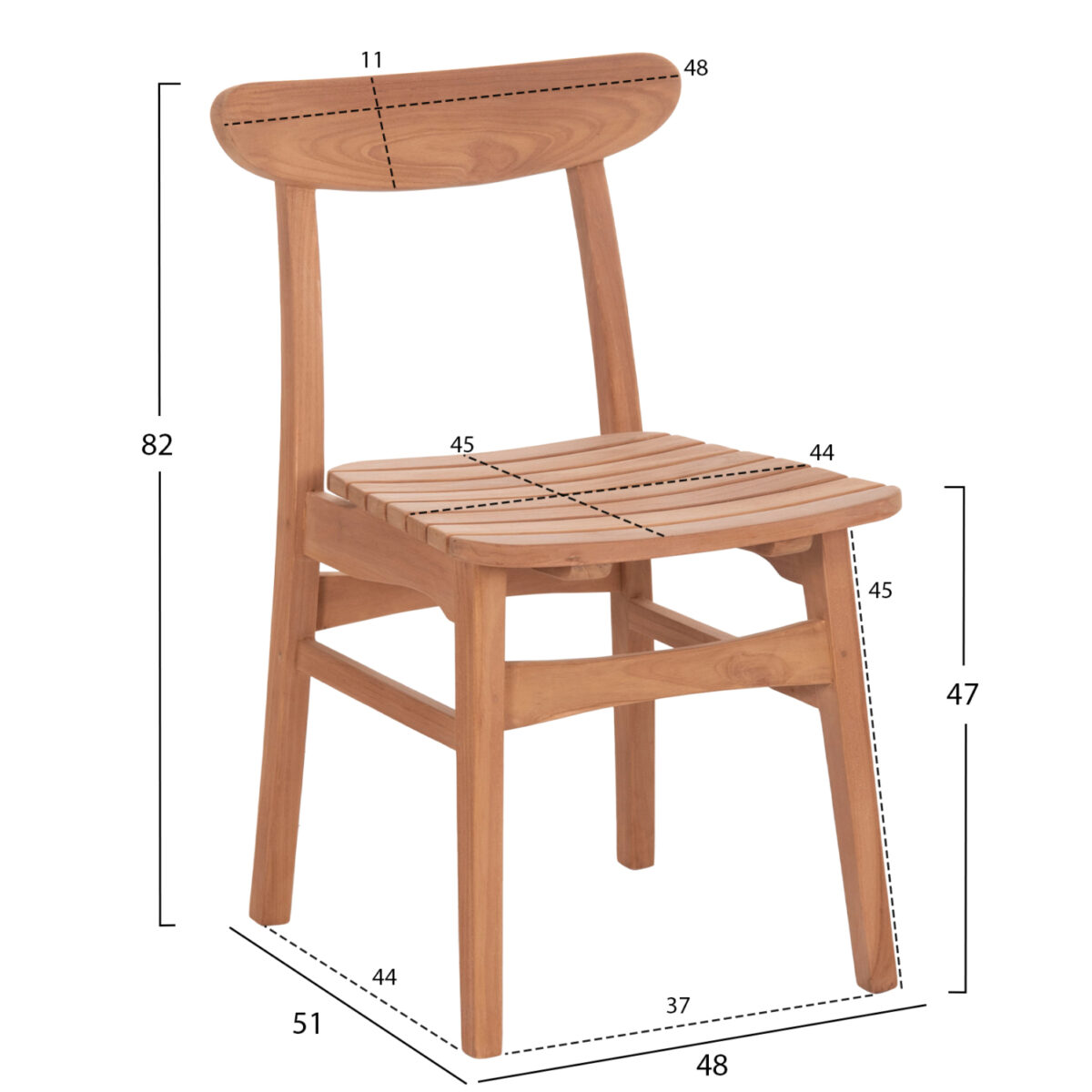 ΚΑΡΕΚΛΑ ΤΡΑΠΕΖΑΡΙΑΣ ΕΞ.ΧΩΡΟΥ ROBBIE HM18115 ΞΥΛΟ TEAK--ΦΥΣΙΚΟ 48x51x82Υεκ. - Image 2