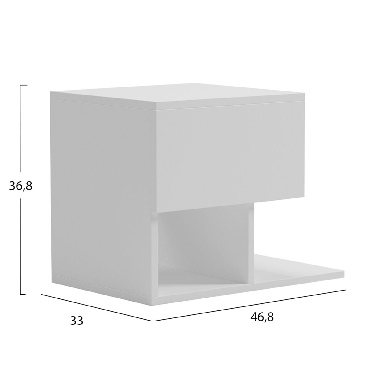 ΚΟΜΟΔΙΝΟ CASPIAN HM9071.11 ΜΕΛΑΜΙΝΗ ΣΕ ΛΕΥΚΟ 46,8x33x36,8Υεκ - Image 2