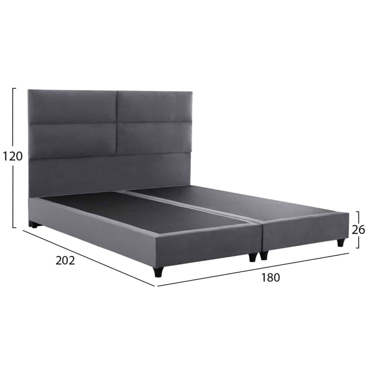 ΚΡΕΒΑΤΙ MILO ΑΠΟ ΓΚΡΙ ΒΕΛΟΥΔΟ HM628.10 ΓΙΑ ΣΤΡΩΜΑ 180x200 εκ. - Image 3