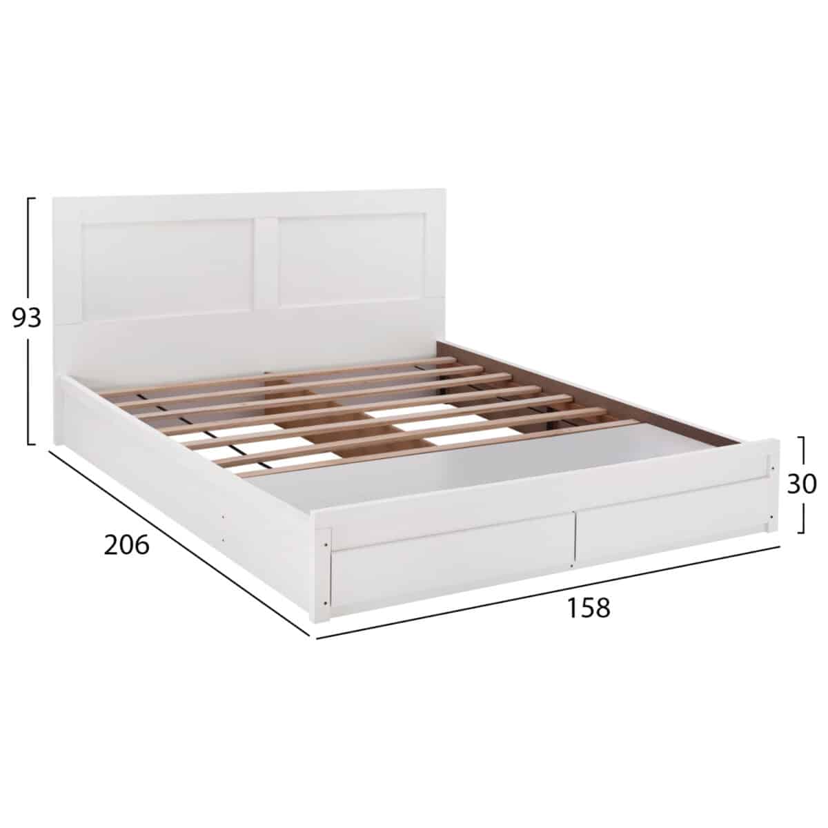 ΚΡΕΒΑΤΙ CAPRI HM312.05 ΜΕ 2 ΣΥΡΤΑΡΙΑ ΛΕΥΚΟ ΓΙΑ ΣΤΡΩΜΑ 150x200 εκ. - Image 3