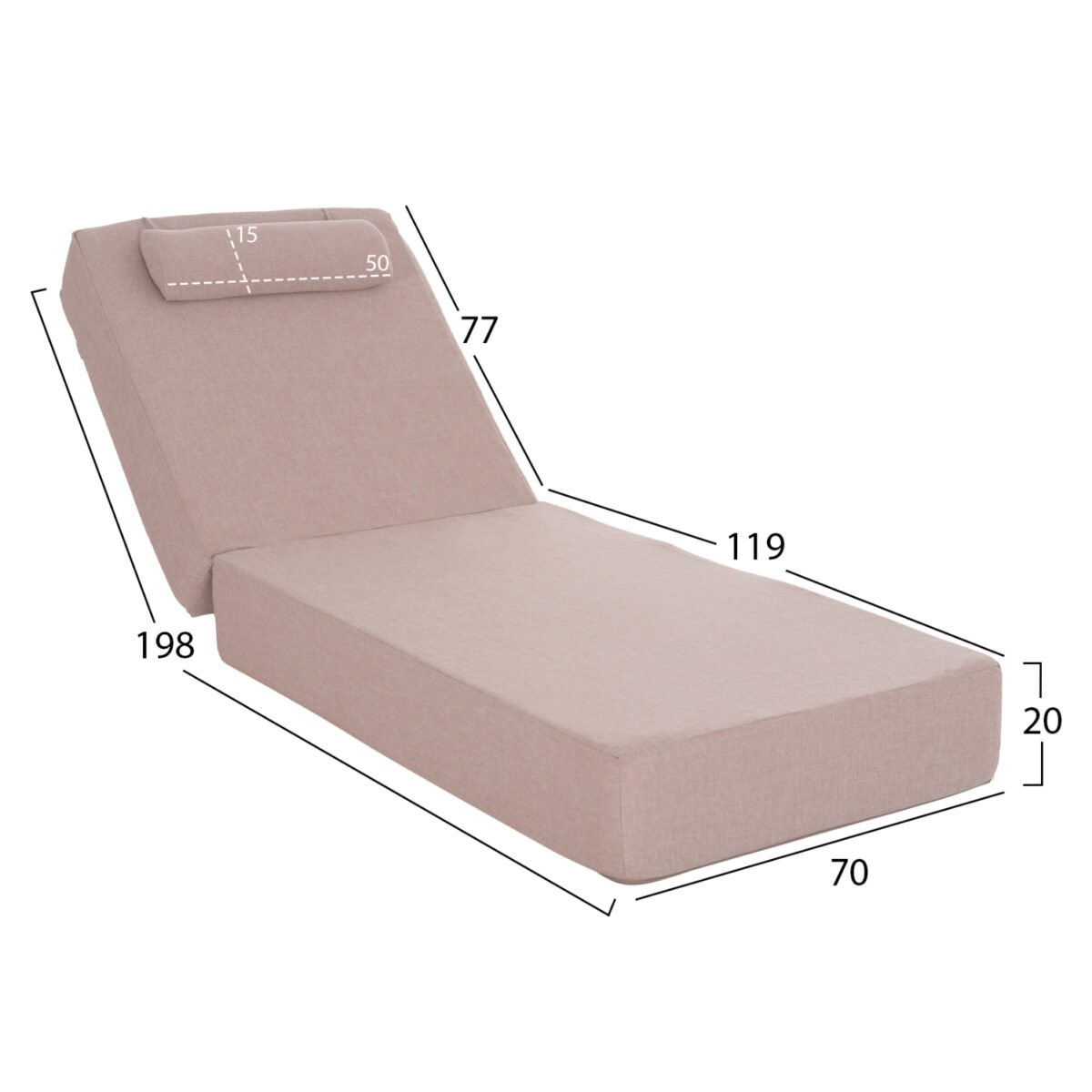 ΜΑΞΙΛΑΡΙ ΞΑΠΛΩΣΤΡΑΣ KIHEI HM21094.02 OLEFIN ΜΠΕΖ ΜΕ FOAM 198x70x20Υεκ - Image 2