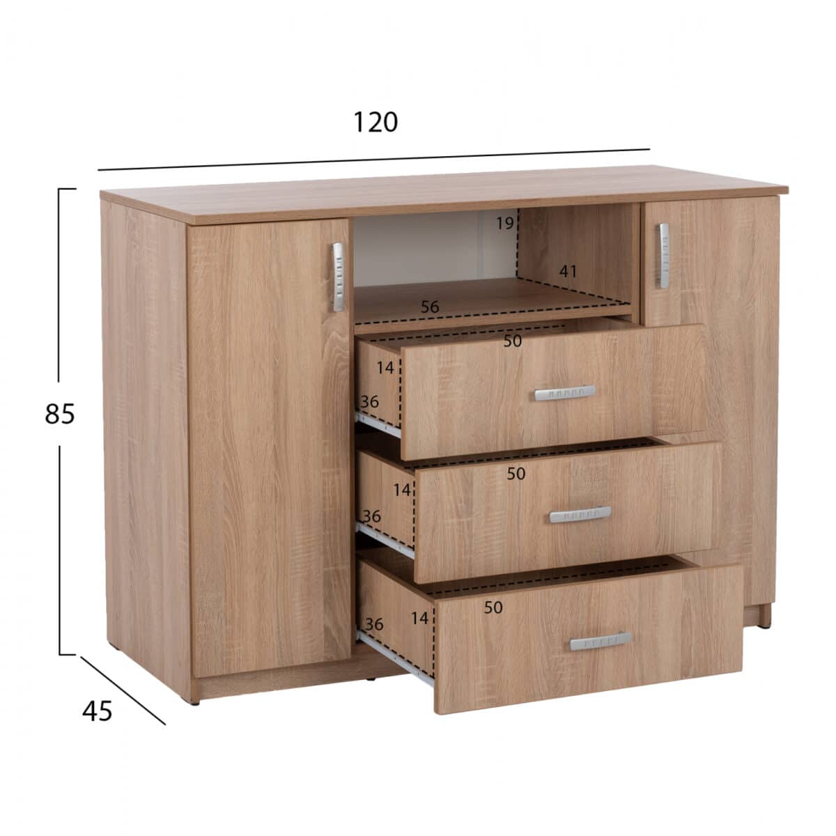 ΜΠΟΥΦΕΣ ΜΕ 2 ΝΤΟΥΛΑΠΙΑ Κ 3 ΣΥΡΤΑΡΙΑ ADLER SONAMA OAK HM2430 120X45X85Yεκ. - Image 2