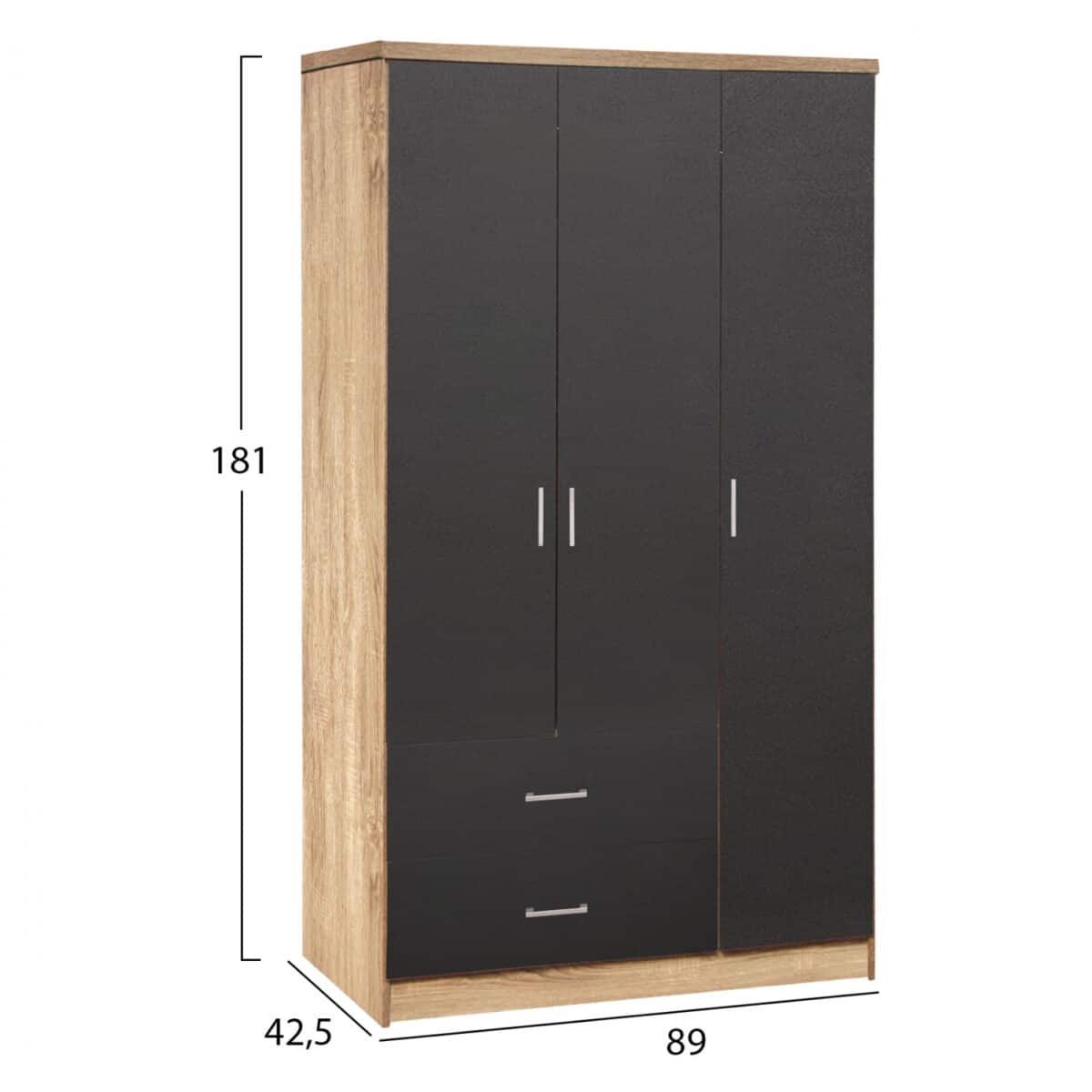 ΝΤΟΥΛΑΠΑ 3ΦΥΛΛΗ ME 2 ΣΥΡΤΑΡΙΑ CAESAR HM340.04 SONAMA ΜΕ ΓΚΡΙ 89x42,5Χ181εκ. - Image 2