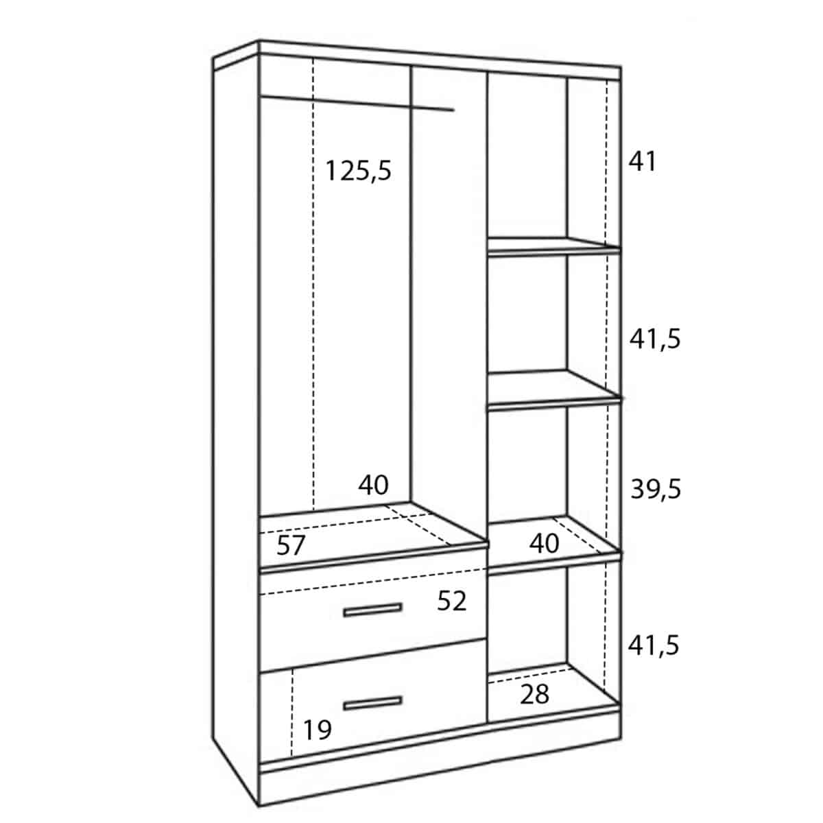 ΝΤΟΥΛΑΠΑ 3ΦΥΛΛΗ ME 2 ΣΥΡΤΑΡΙΑ CAESAR HM340.04 SONAMA ΜΕ ΓΚΡΙ 89x42,5Χ181εκ. - Image 3