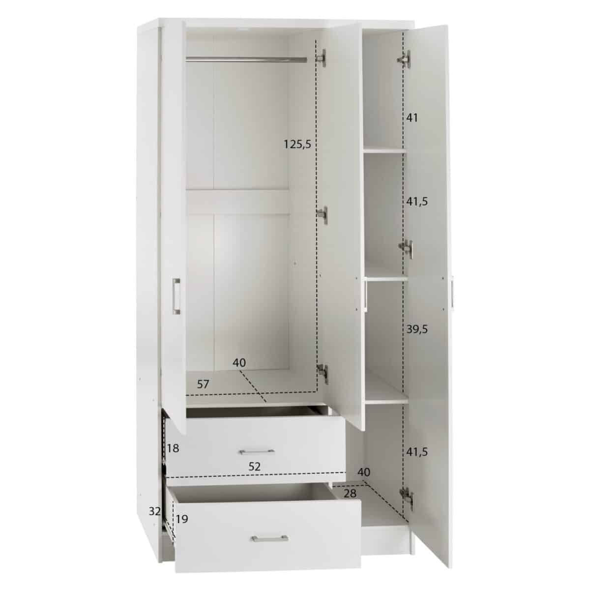 ΝΤΟΥΛΑΠΑ 3ΦΥΛΛΗ ME 2 ΣΥΡΤΑΡΙΑ CAESAR HM340.05 ΛΕΥΚΗ 89x42,5x181 εκ. - Image 3