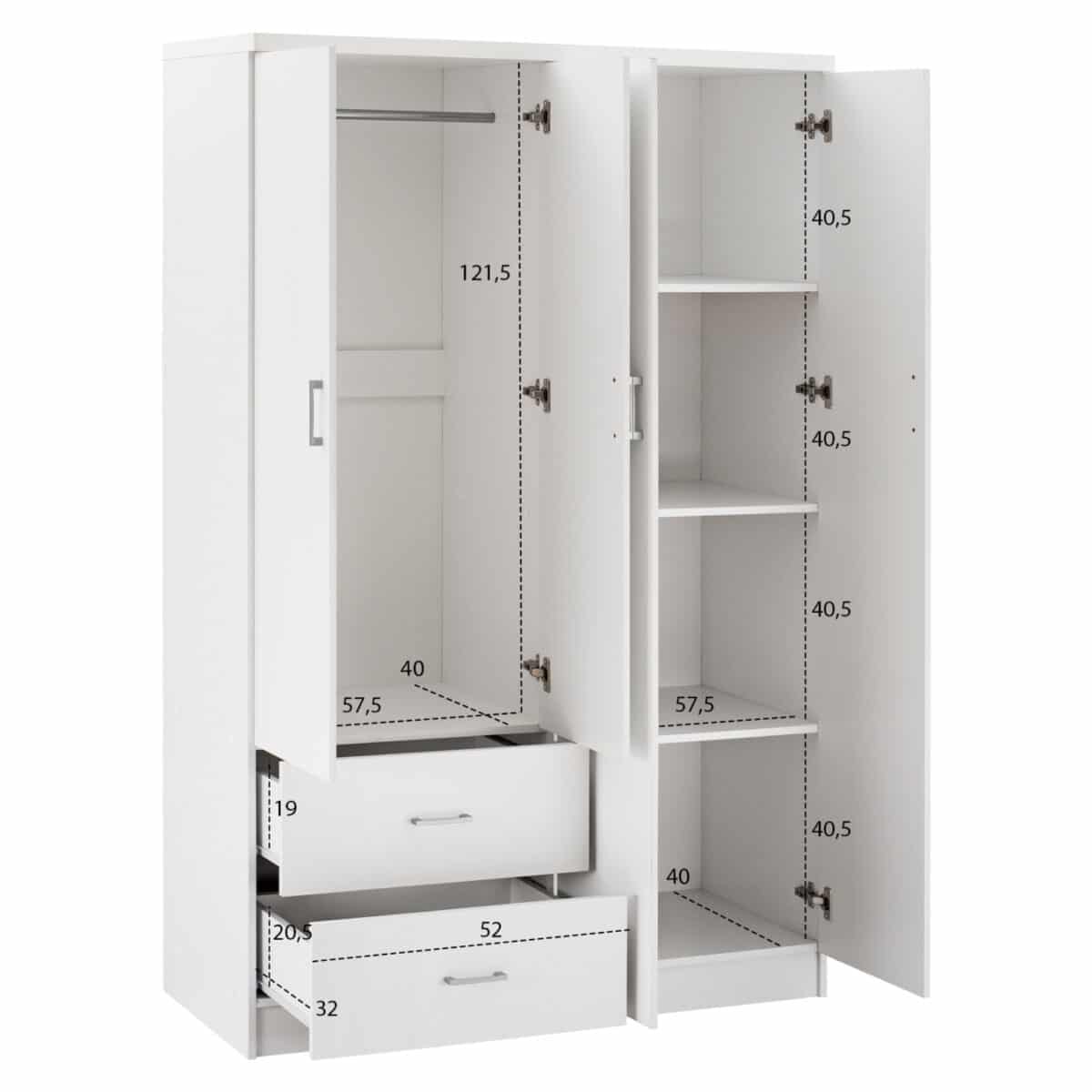 ΝΤΟΥΛΑΠΑ 4ΦΥΛΛΗ ME 2 ΣΥΡΤΑΡΙΑ BLAKELY HM339.05 ΛΕΥΚΗ 120Χ42,5Χ180,5 εκ. - Image 3