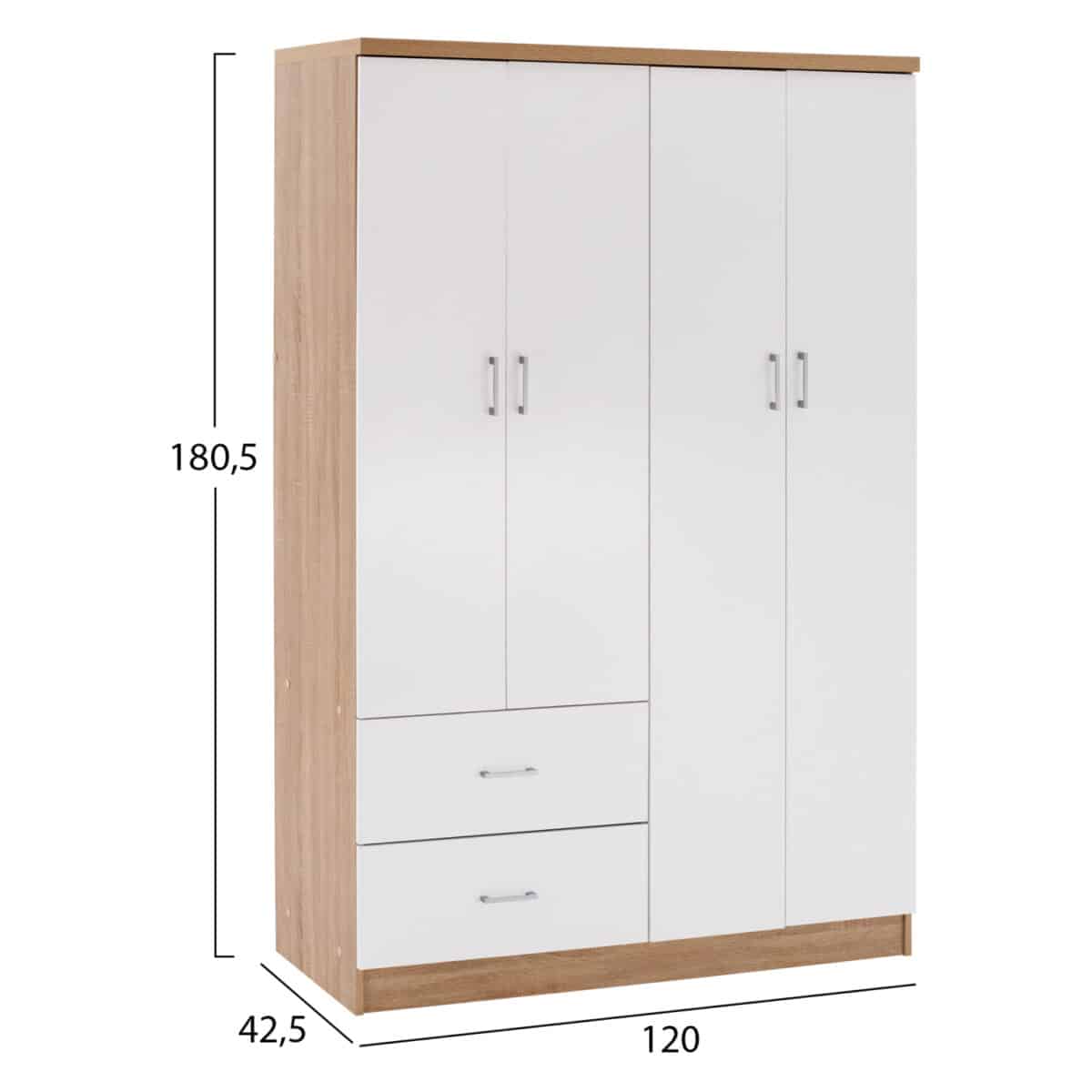 ΝΤΟΥΛΑΠΑ 4ΦΥΛΛΗ ME 2 ΣΥΡΤΑΡΙΑ BLAKELY HM339.06 SONAMA ΛΕΥΚΗ 120Χ42,5Χ180,5 εκ. - Image 2