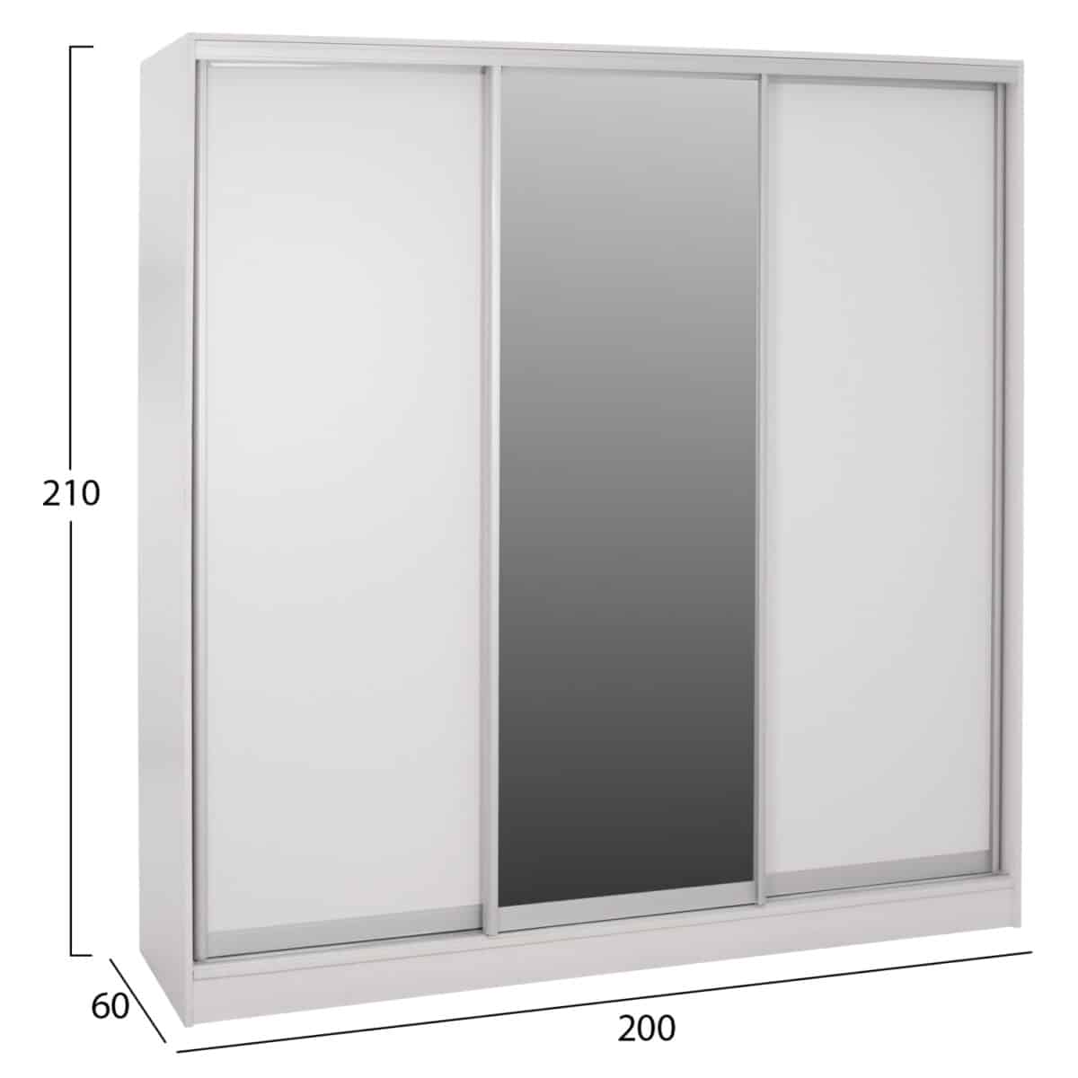 ΝΤΟΥΛΑΠΑ ΣΥΡΟΜΕΝΗ ADLER ΜΕΛΑΜΙΝΗΣ ΛΕΥΚΗ ΜΕ ΚΑΘΡΕΠΤΗ HM2435.03  200X60X210Υεκ - Image 2