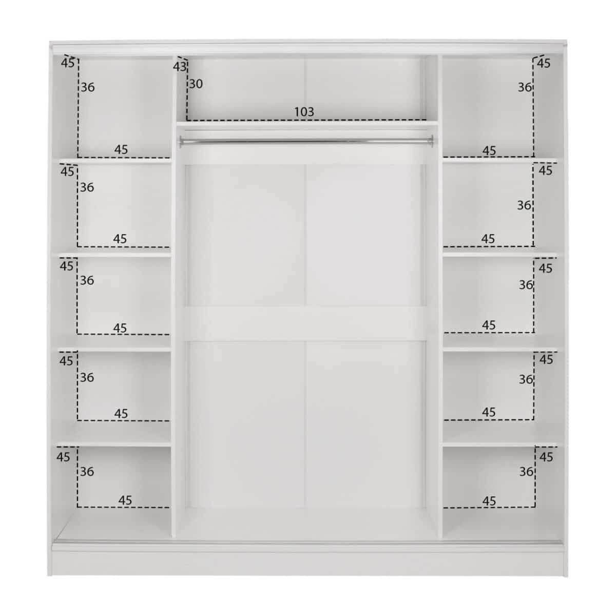 ΝΤΟΥΛΑΠΑ ΣΥΡΟΜΕΝΗ ADLER ΜΕΛΑΜΙΝΗΣ ΛΕΥΚΗ ΜΕ ΚΑΘΡΕΠΤΗ HM2435.03  200X60X210Υεκ - Image 4