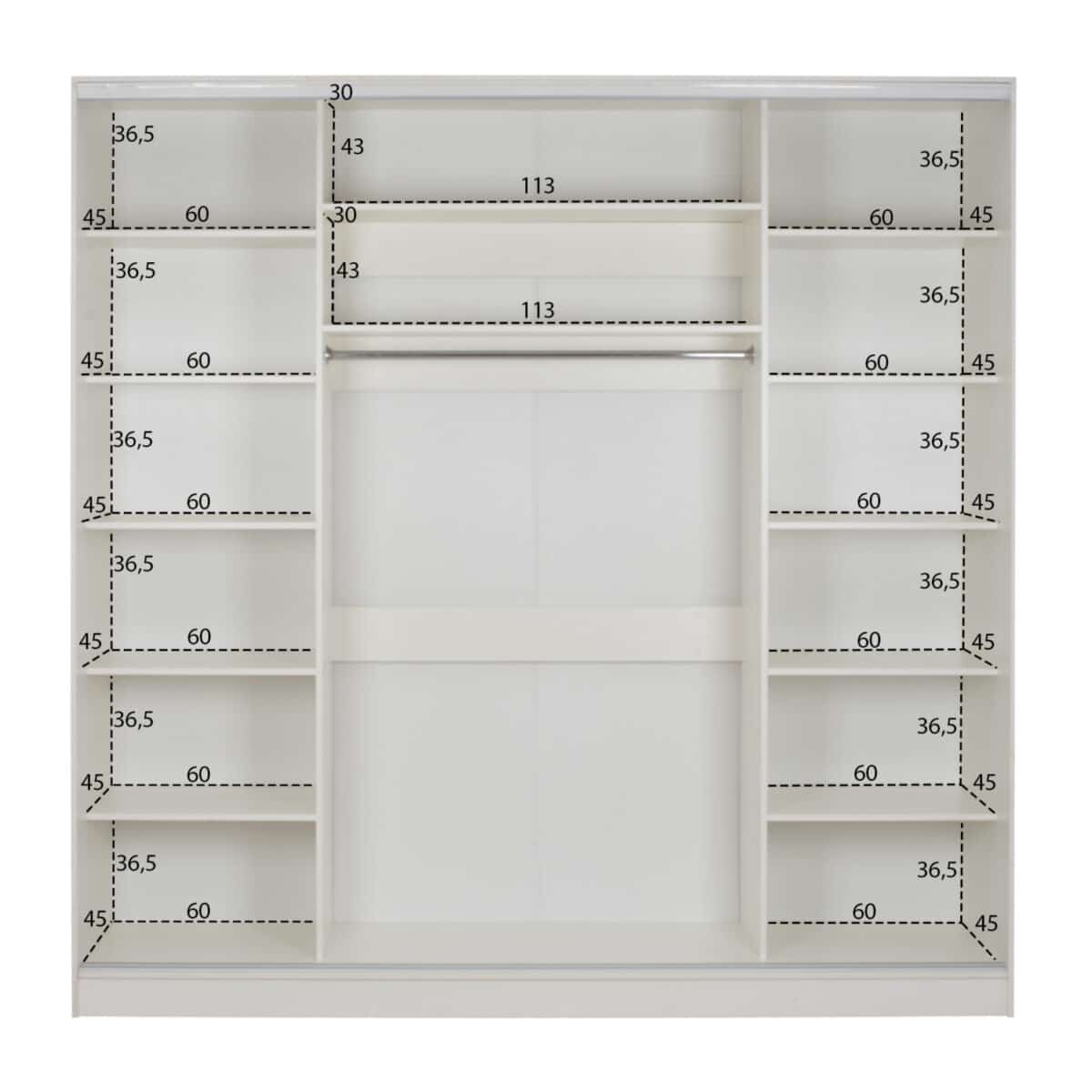 ΝΤΟΥΛΑΠΑ ΣΥΡΟΜΕΝΗ ADLER ΜΕΛΑΜΙΝΗΣ ΛΕΥΚΗ ΜΕ ΚΑΘΡΕΦΤΗ 3ΦΥΛΛΗ HM2462.03  240x60x240 εκ. - Image 4