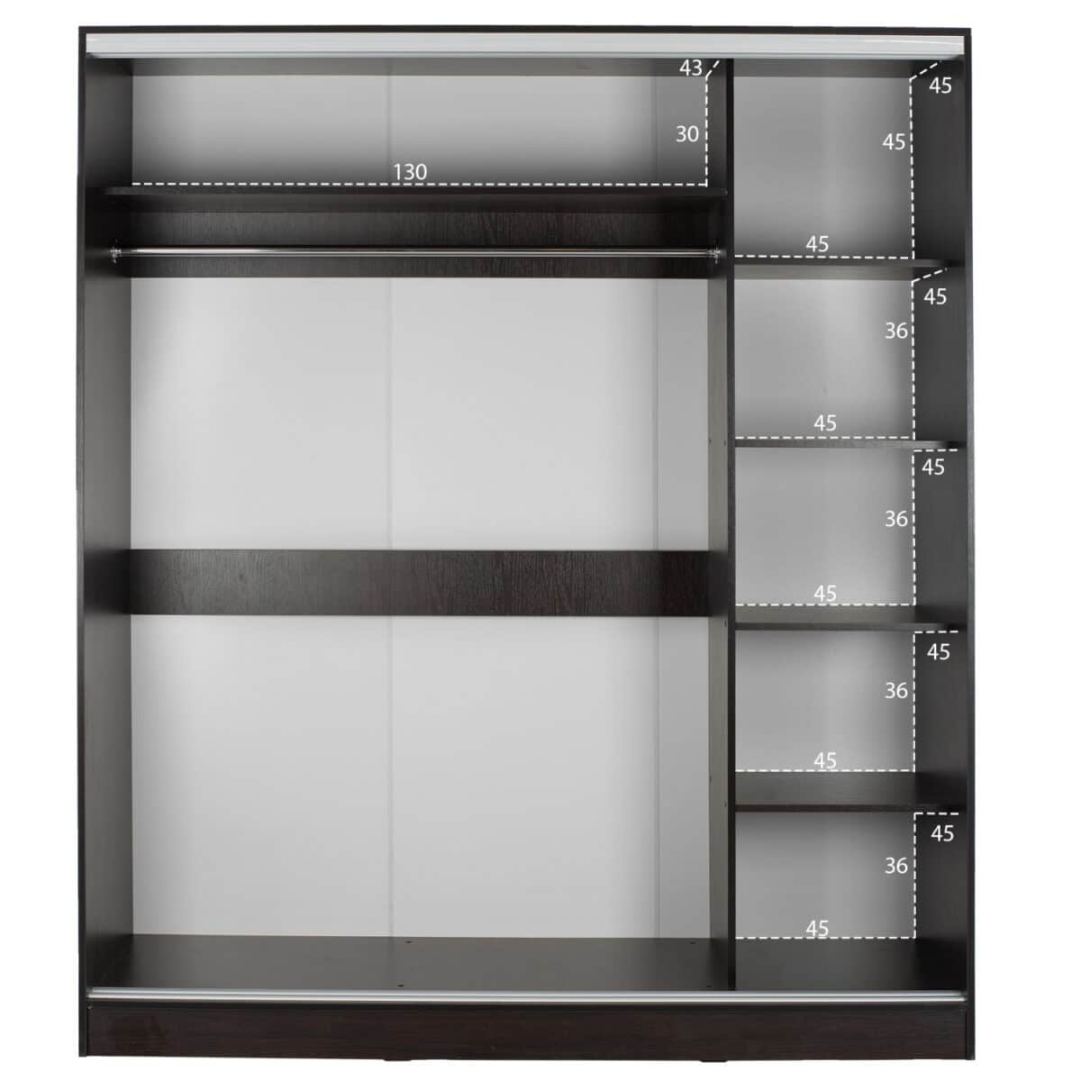 ΝΤΟΥΛΑΠΑ ΣΥΡΟΜΕΝΗ ADLER ΜΕΛΑΜΙΝΗΣ WENGE ΜΕ ΚΑΘΡΕΠΤΗ HM2437.02  180X60X210Υεκ. - Image 3