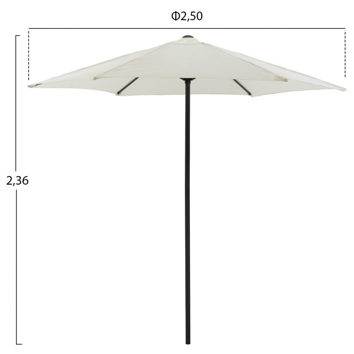 ΟΜΠΡΕΛΑ ΑΛΟΥΜΙΝΙΟΥ Φ250x236 εκ.ΜΕ 6 ΑΚΤΙΝΕΣ KACEN HM6030.02 ΕΚΡΟΥ ΓΚΡΙ - Image 2