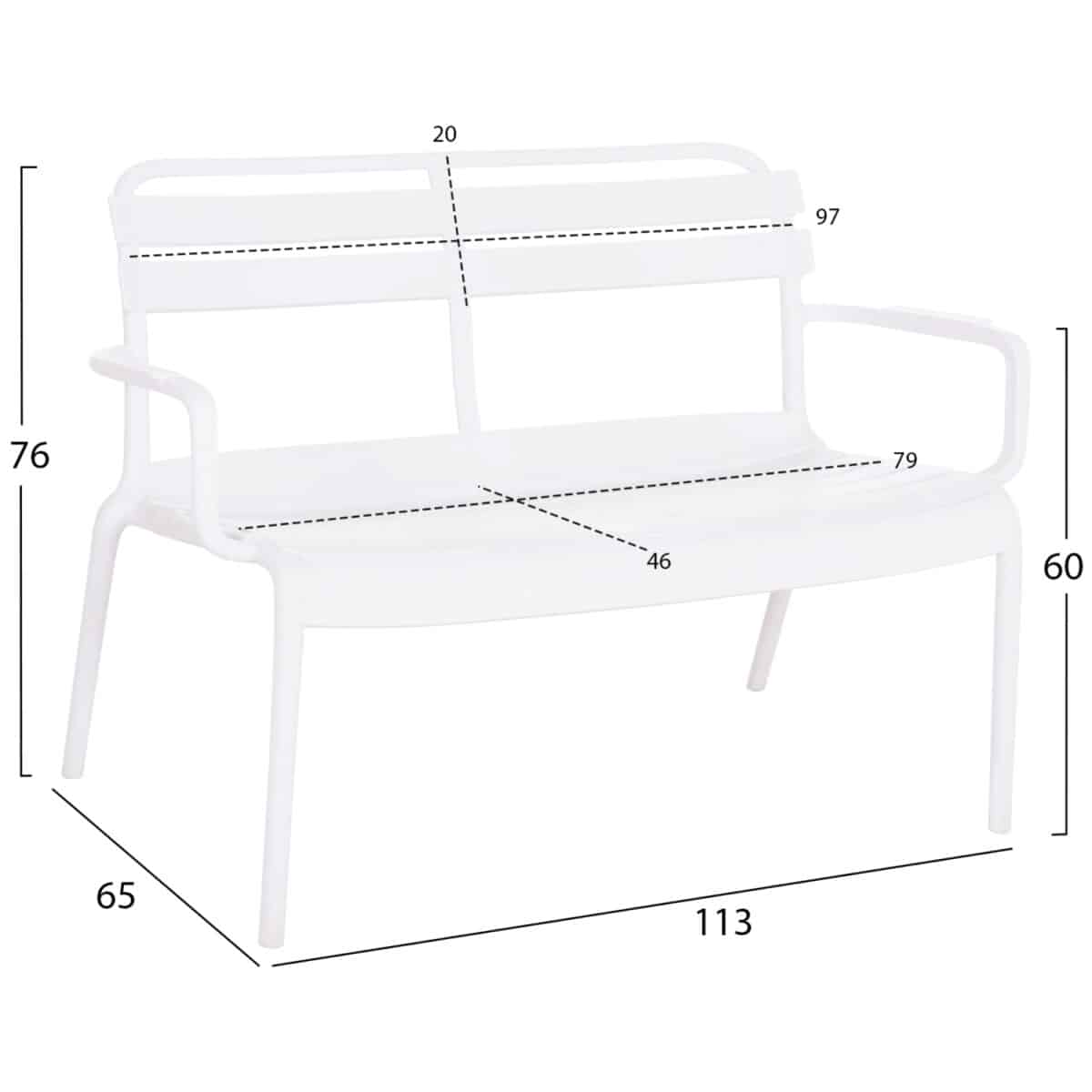 ΠΑΓΚΑΚΙ ΠΟΛΥΠΡΟΠΥΛΕΝΙΟΥ 2ΘΕΣΙΟ KORVER HM6332.01 ΛΕΥΚΟ 113x65x76Υεκ. - Image 2