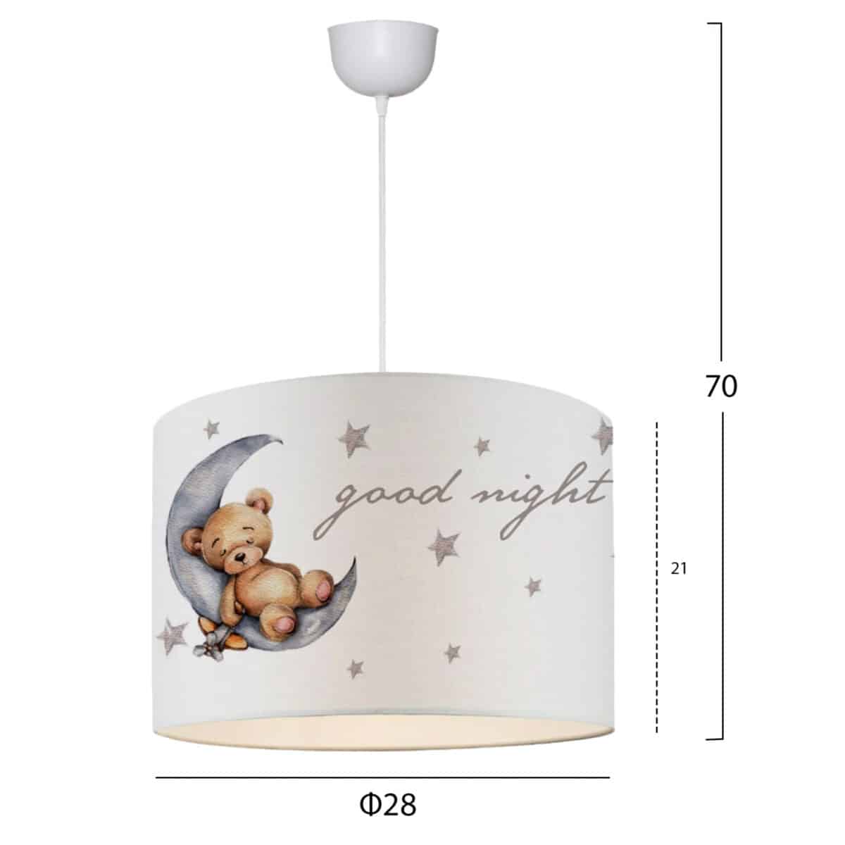 ΠΑΙΔΙΚΟ ΦΩΤΙΣΤΙΚΟ ΟΡΟΦΗΣ ΥΦΑΣΜΑΤΙΝΟ HM7574.02 ΛΕΥΚΟ ΜΕ ΣΧΕΔΙΟ TEDDY BEAR Φ28x70Y εκ. - Image 2