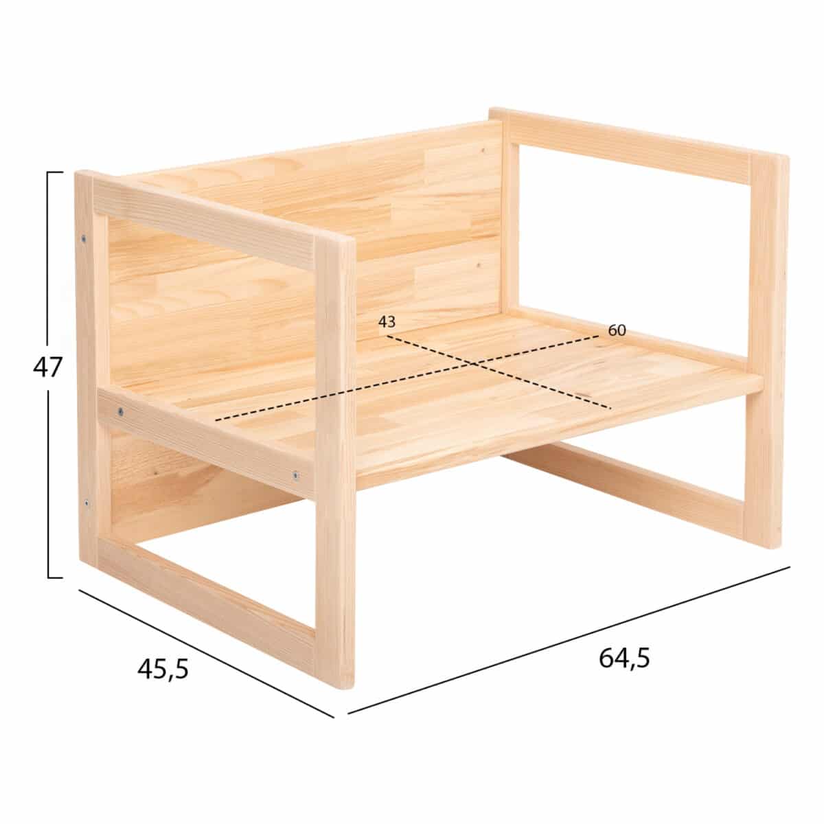 ΠΑΙΔΙΚΟ ΞΥΛΙΝΟ ΠΑΓΚΑΚΙ-ΤΡΑΠΕΖΙ MIKO HM9289 ΦΥΣΙΚΟ 64,5x45,x47Y εκ. - Image 2