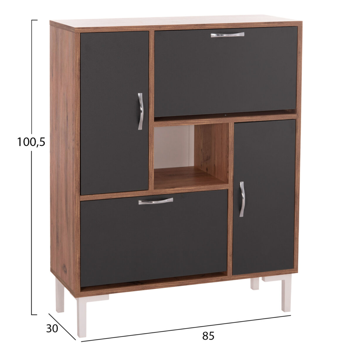 ΠΑΠΟΥΤΣΟΘΗΚΗ MEDY HM18187.02 ΜΕΛΑΜΙΝΗ ΣΕ ΦΥΣΙΚΟ & ΑΝΘΡΑΚΙ-ΜΑΥΡΑ ΠΟΔΙΑ 85x30x108.5Υεκ - Image 2