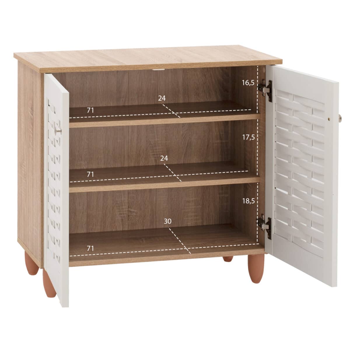 ΠΑΠΟΥΤΣΟΘΗΚΗ-ΝΤΟΥΛΑΠΙ ΞΥΛΙΝΗ HM2208.06 SONAMΑ ΛΕΥΚΗ 77Χ34Χ67,5 εκ. - Image 3