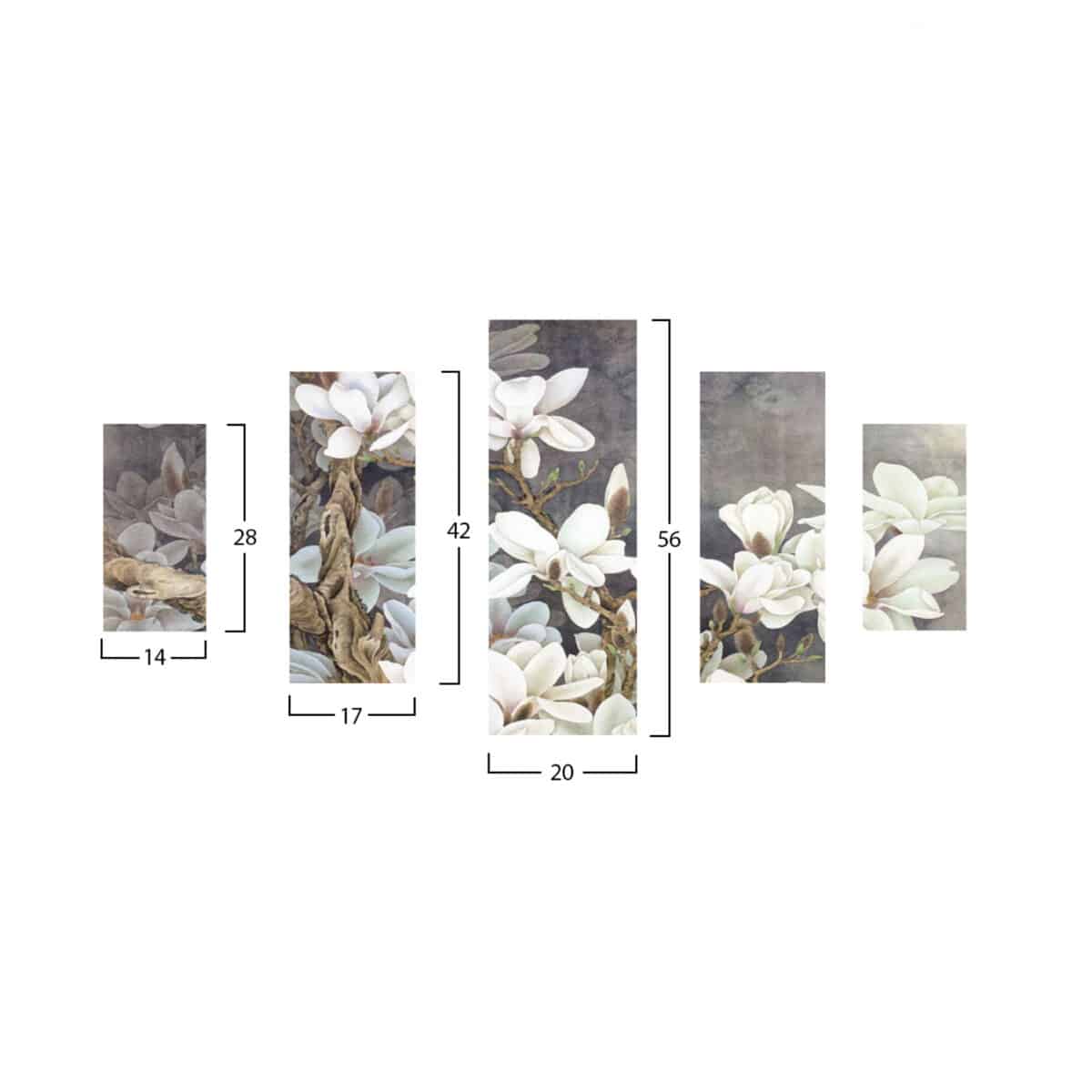 ΠΕΝΤΑΠΤΥΧΟΣ ΠΙΝΑΚΑΣ MDF MAGNOLIA KOBUS HM7207.01 82X56x0,3 εκ. - Image 2