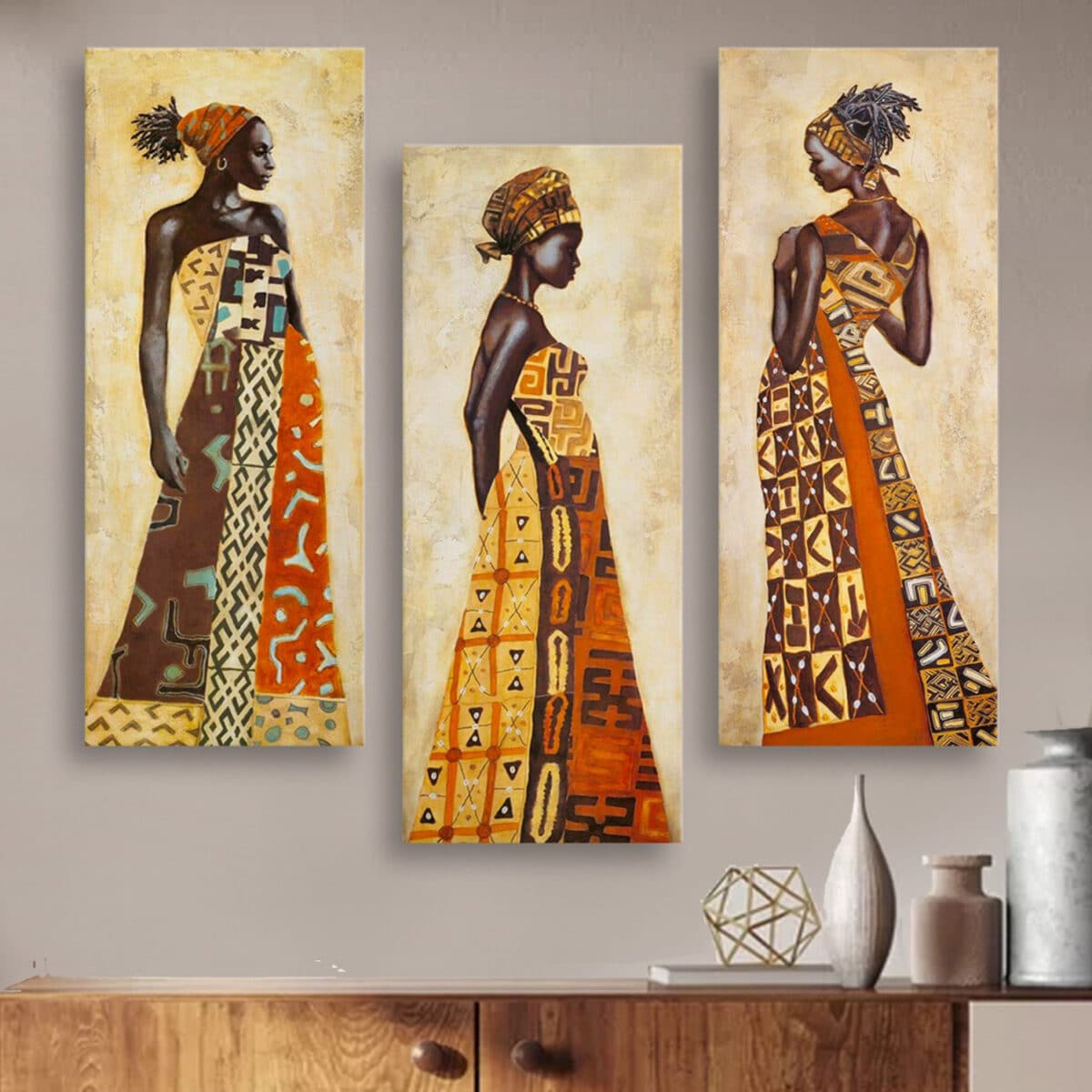 ΠΙΝΑΚΑΣ ΤΡΙΠΤΥΧΟ MDF AFRICAN STYLE WOMEN HM7204.03 60X0,3X50 εκ. - Image 3