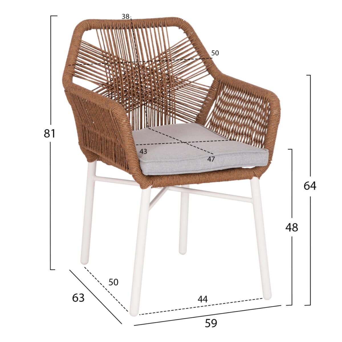 ΠΟΛΥΘΡΟΝΑ TOPIN HM6048.11 ΑΛΟΥΜΙΝΙΟ ΛΕΥΚΟ-P.E. RATTAN ΜΠΕΖ 59x63x81Υεκ - Image 2