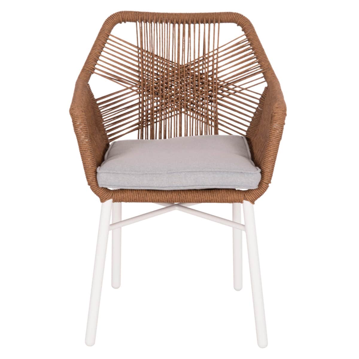 ΠΟΛΥΘΡΟΝΑ TOPIN HM6048.11 ΑΛΟΥΜΙΝΙΟ ΛΕΥΚΟ-P.E. RATTAN ΜΠΕΖ 59x63x81Υεκ - Image 3