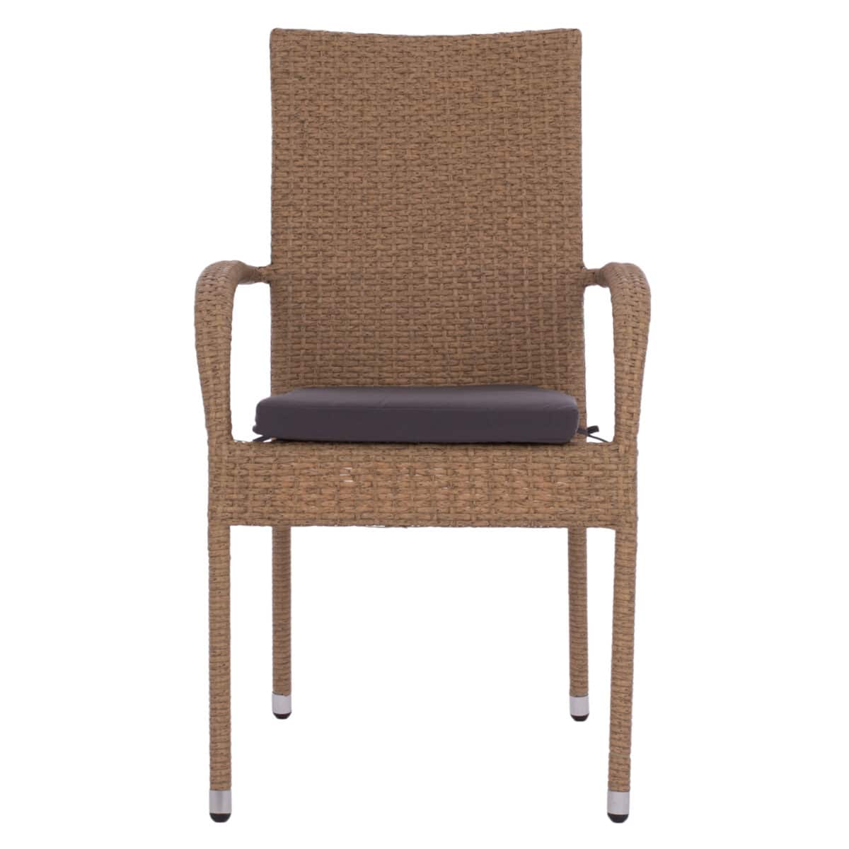 ΠΟΛΥΘΡΟΝΑ ΜΕΤΑΛΛΙΚΗ ANISHA HM5685.02 ΜΕ ΜΑΞΙΛΑΡΙ WICKER ΚΑΦΕ-ΜΟΚΑ ΣΤΟΙΒ/ΜΕΝΗ 56x60x94 εκ. - Image 3