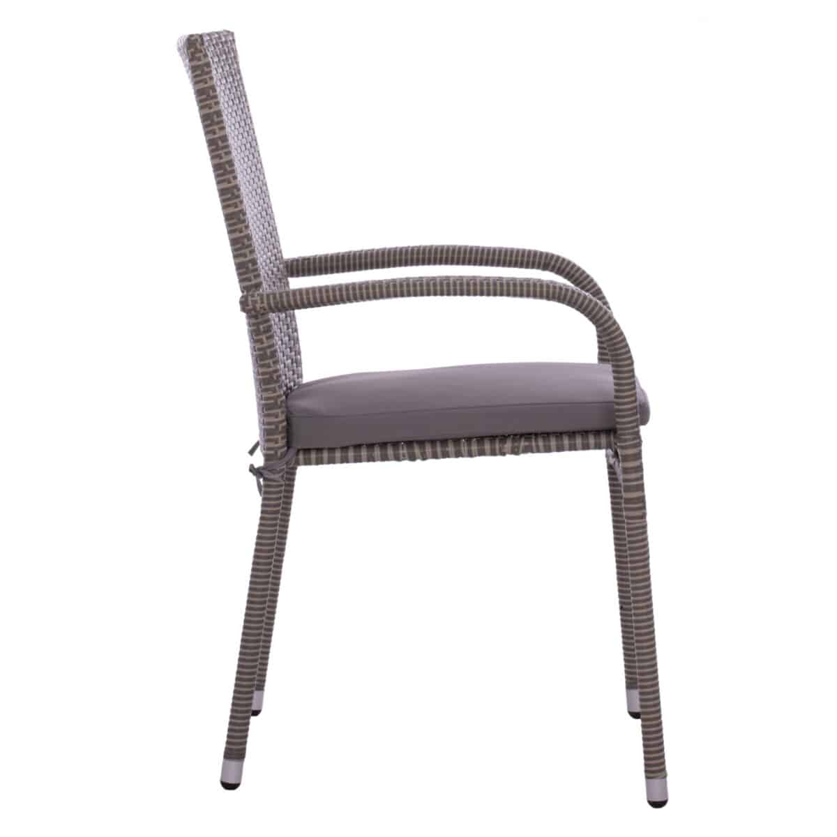 ΠΟΛΥΘΡΟΝΑ ΜΕΤΑΛΛΙΚΗ ANISHA ΜΕ ΜΑΞΙΛΑΡΙ WICKER ΓΚΡΙ ΣΤΟΙΒΑΖΟΜΕΝΗ 56x60x94 εκ.HM5685.01 - Image 4