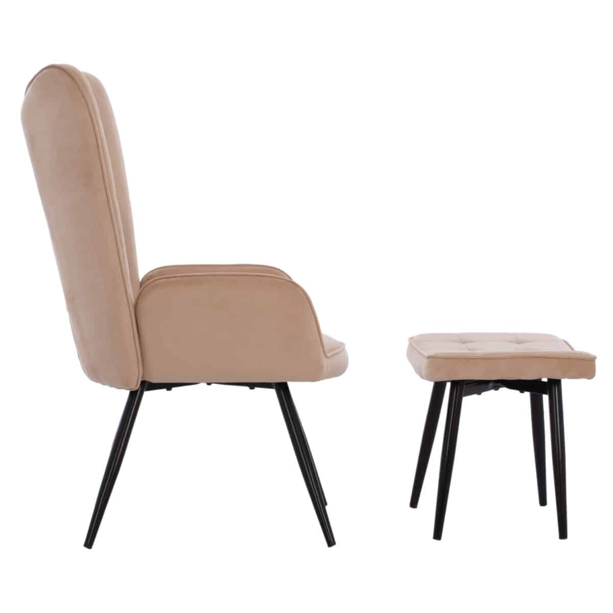 ΠΟΛΥΘΡΟΝΑ ΜΠΕΡΖΕΡΑ CRAWLEY ΜΕ ΥΠΟΠΟΔΙΟ HM8918.11 ΜΠΕΖ ΒΕΛΟΥΔΟ 70x57x103 εκ. - Image 5