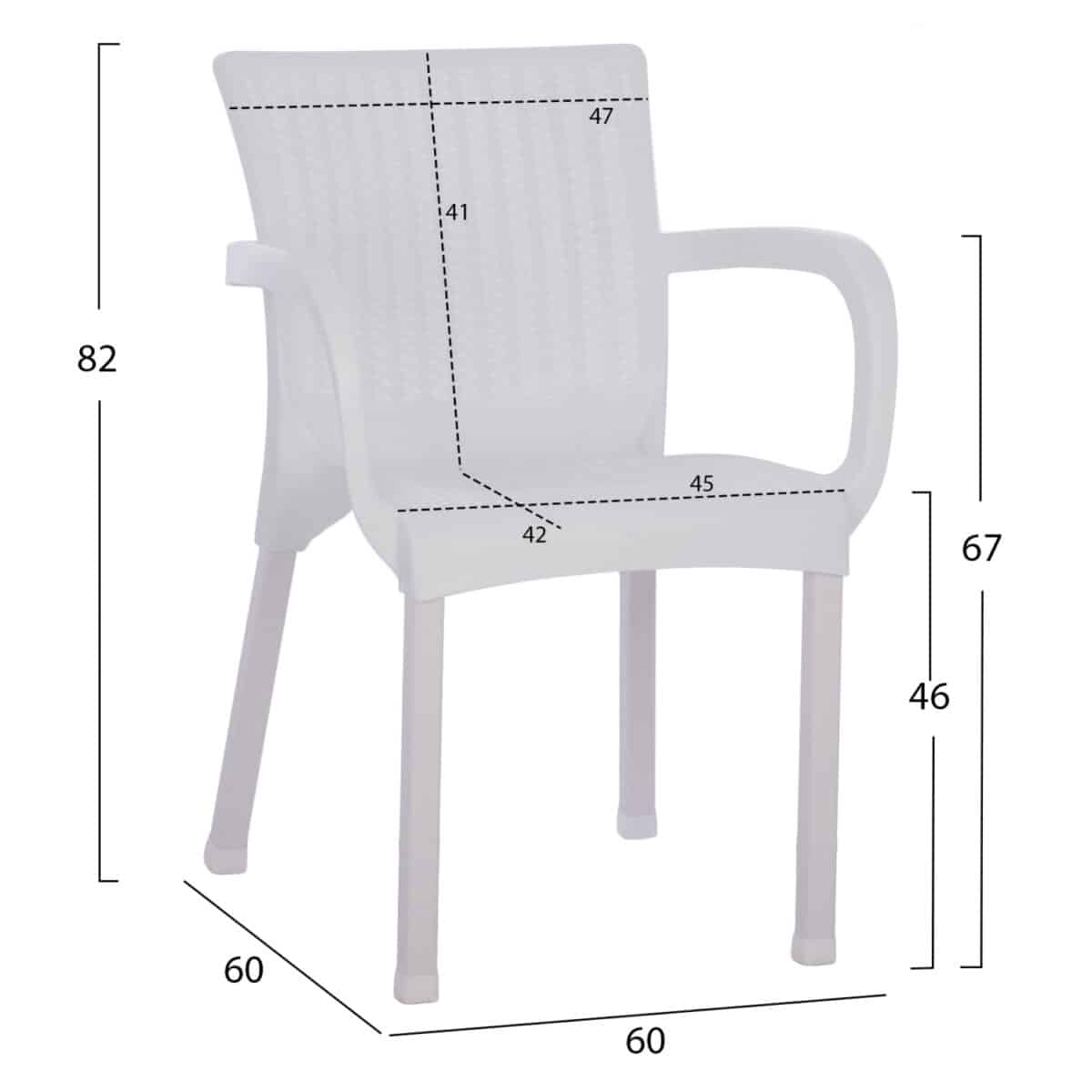 ΠΟΛΥΘΡΟΝΑ ΠΟΛΥΠΡΟΠΥΛΕΝΙΟΥ RATTAN ΠΟΔΙ ALU HM5591.01 ΧΡΩΜΑ ΛΕΥΚΟ 60x60x82 cm - Image 2