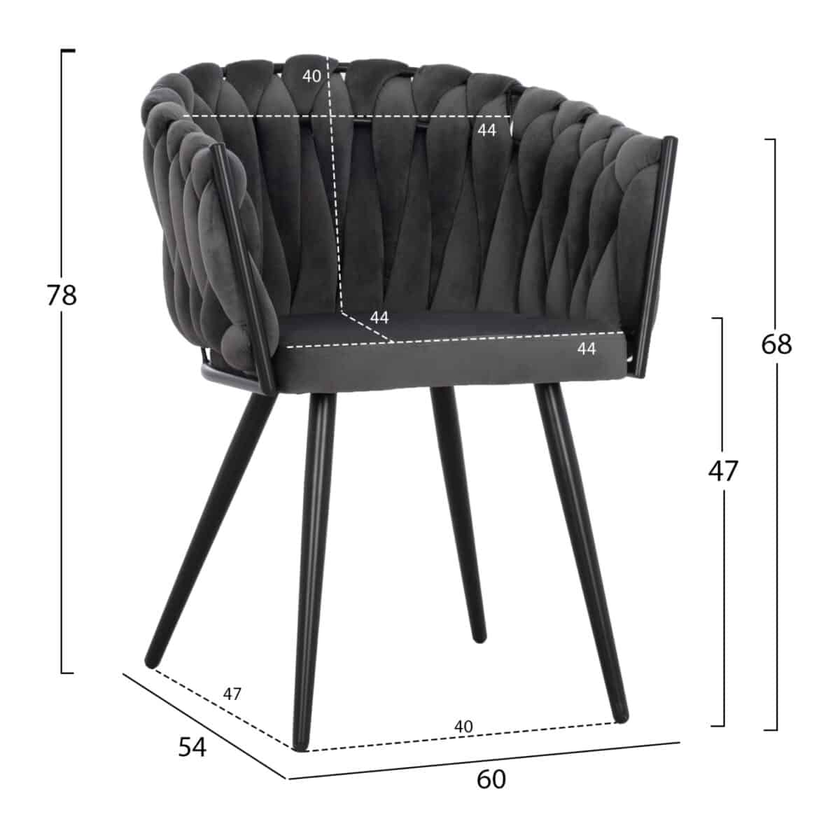 ΠΟΛΥΘΡΟΝΑΚΙ LUANDA ΒΕΛΟΥΔΟ ΓΚΡΙ ΚΑΙ ΜΕΤΑΛΛΙΚΑ ΠΟΔΙΑ HM8741.01 60x54x78 εκ. - Image 2