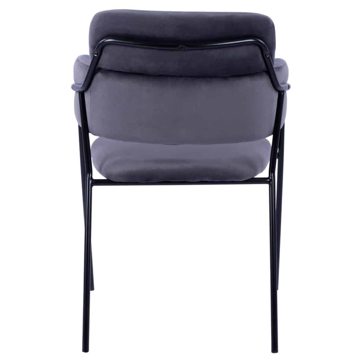 ΠΟΛΥΘΡΟΝΑΚΙ KELSO HM8521.01 ΒΕΛΟΥΔΟ ΣΚΟΥΡΟ ΓΚΡΙ & ΜΑΥΡΟ ΜΕΤΑΛΛΙΚΟ ΣΚΕΛΕΤΟ 52,5x52x80 cm - Image 6