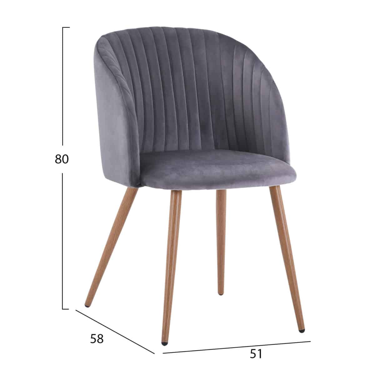 ΠΟΛΥΘΡΟΝΑΚΙ LEAH HM8543.01 ΜΕ ΒΕΛΟΥΔΟ ΓΚΡΙ ΚΑΙ ΜΕΤΑΛΛΙΚΑ ΠΟΔΙΑ  51x58x81Υ εκ. - Image 2