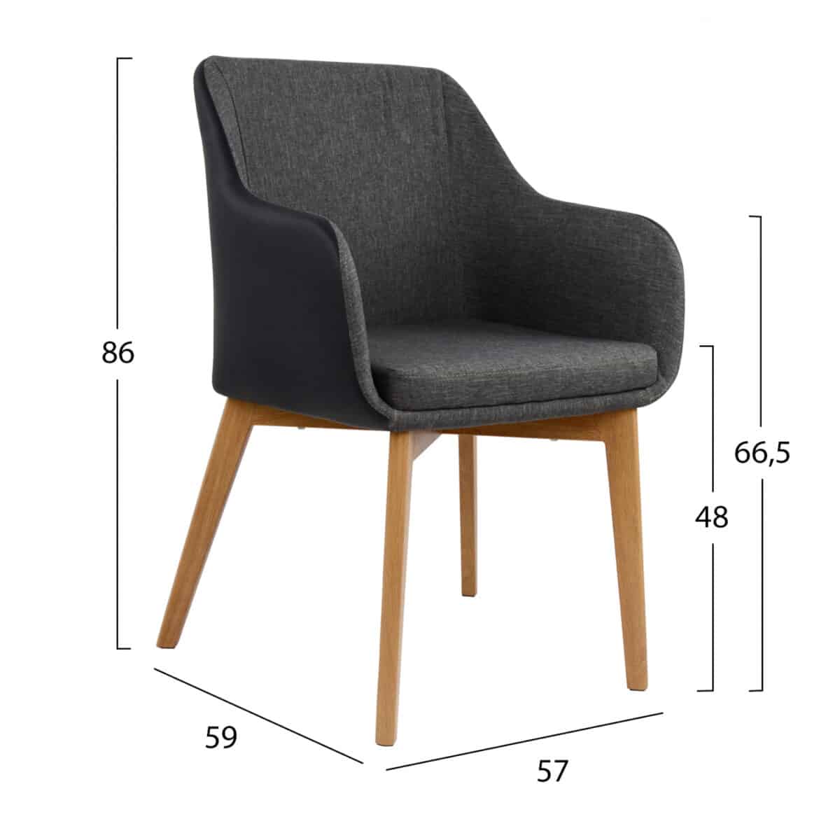 ΠΟΛΥΘΡΟΝΑΚΙ BRISTOL ΜΕ ΥΦΑΣΜΑ ΣΚΟΥΡΟ ΓΚΡΙ Κ PU ΜΑΥΡΟ HM0141.01 57x59x86Υεκ. - Image 2