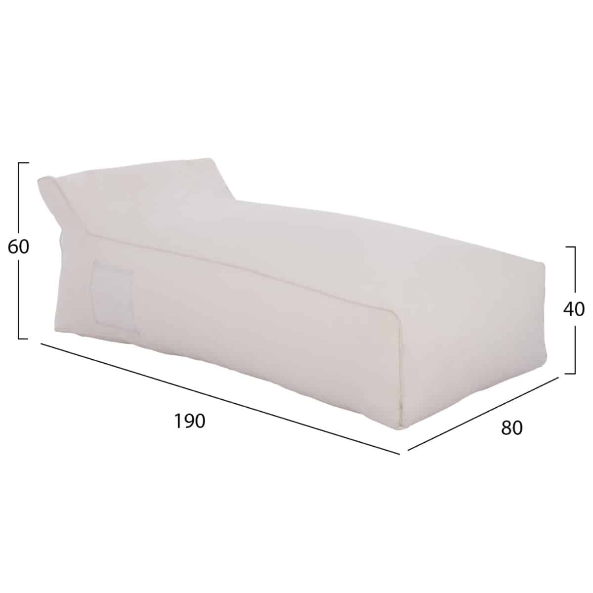 ΠΟΥΦ ΞΑΠΛΩΣΤΡΑ WADELIN HM5774.11 ΜΕ TEXTILINE ΛΕΥΚΟ 190x80x40-60Υ εκ. - Image 2