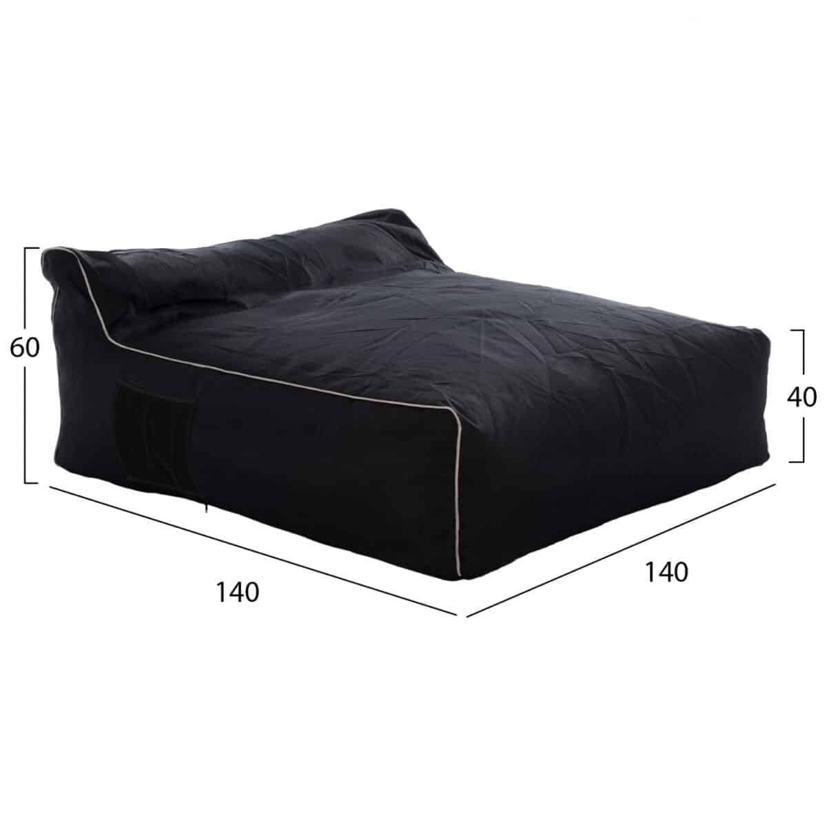 ΠΟΥΦ YAMIN ΔΥΟ ΑΤΟΜΩΝ ΜΕ TEXTILENE 600gr/m2 2X1 ΜΑΥΡΟ ΚΑΙ ΛΕΥΚΟ ΡΕΛΙ HM5773.12 140x140x40-60Υ εκ. - Image 2