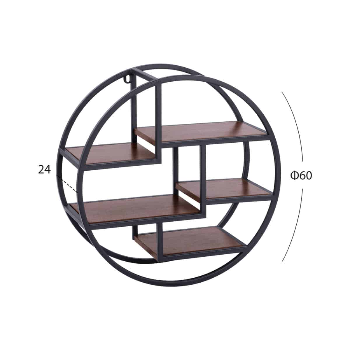 ΡΑΦΙΕΡΑ ΤΟΙΧΟΥ QUINN ΜΕ ΒΑΣΕΙΣ ΜΕΛΑΜΙΝΗΣ ΚΑΙ ΜΕΤΑΛΛΙΚΟ ΣΚΕΛΕΤΟ HM8612 Φ60x24 εκ. - Image 2
