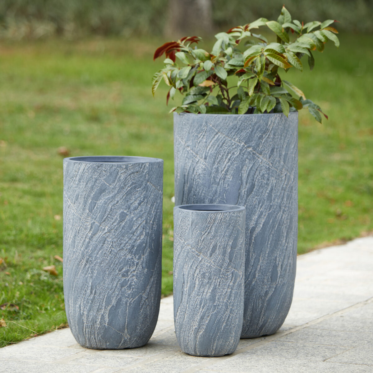 ΣΕΤ 3ΤΜΧ ΓΛΑΣΤΡΕΣ ΚΥΛΙΝΔΡΟΙ ΣΕΙΡΑ GARDENER HM4720 FIBERCLAY-ΧΡΩΜΑ CEMENT Φ44x79Υεκ - Image 2