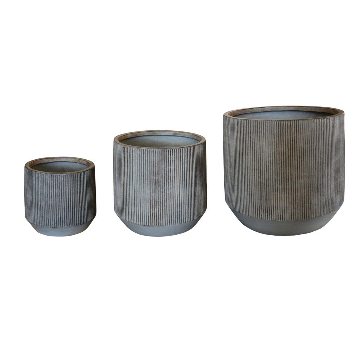 ΣΕΤ 3ΤΜΧ ΓΛΑΣΤΡΕΣ ΣΤΡΟΓΓΥΛΕΣ ΣΕΙΡΑ GARDENER HM4724 FIBERCLAY-ΧΡΩΜΑ CEMENT Φ55x55Υεκ