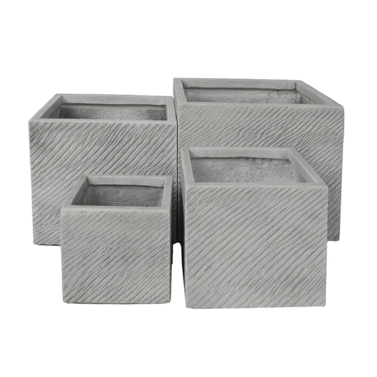 ΣΕΤ 4ΤΜΧ ΓΛΑΣΤΡΕΣ ΤΕΤΡΑΓΩΝΕΣ GARDENER HM4730 FIBERCLAY ΓΚΡΙ CEMENT 37x37x32Υεκ.